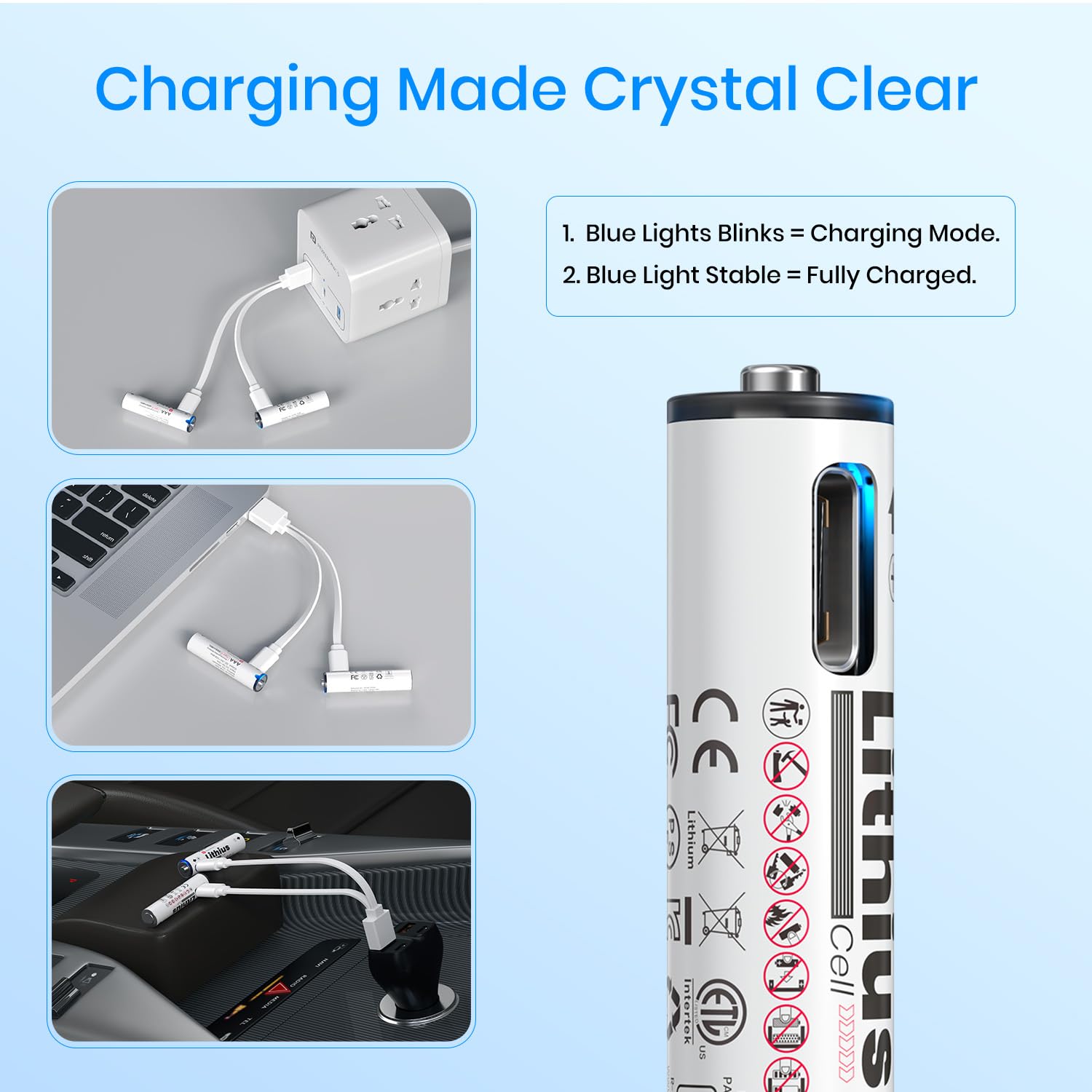 Portronics POR2510  AAA Lithius Type C Rechargeable Batteries, Pack of 2, Lithium Ion Cell Composition, Upto 440mAh Capacity, Low Self Discharge, No Separate Charger Required White - Image 8
