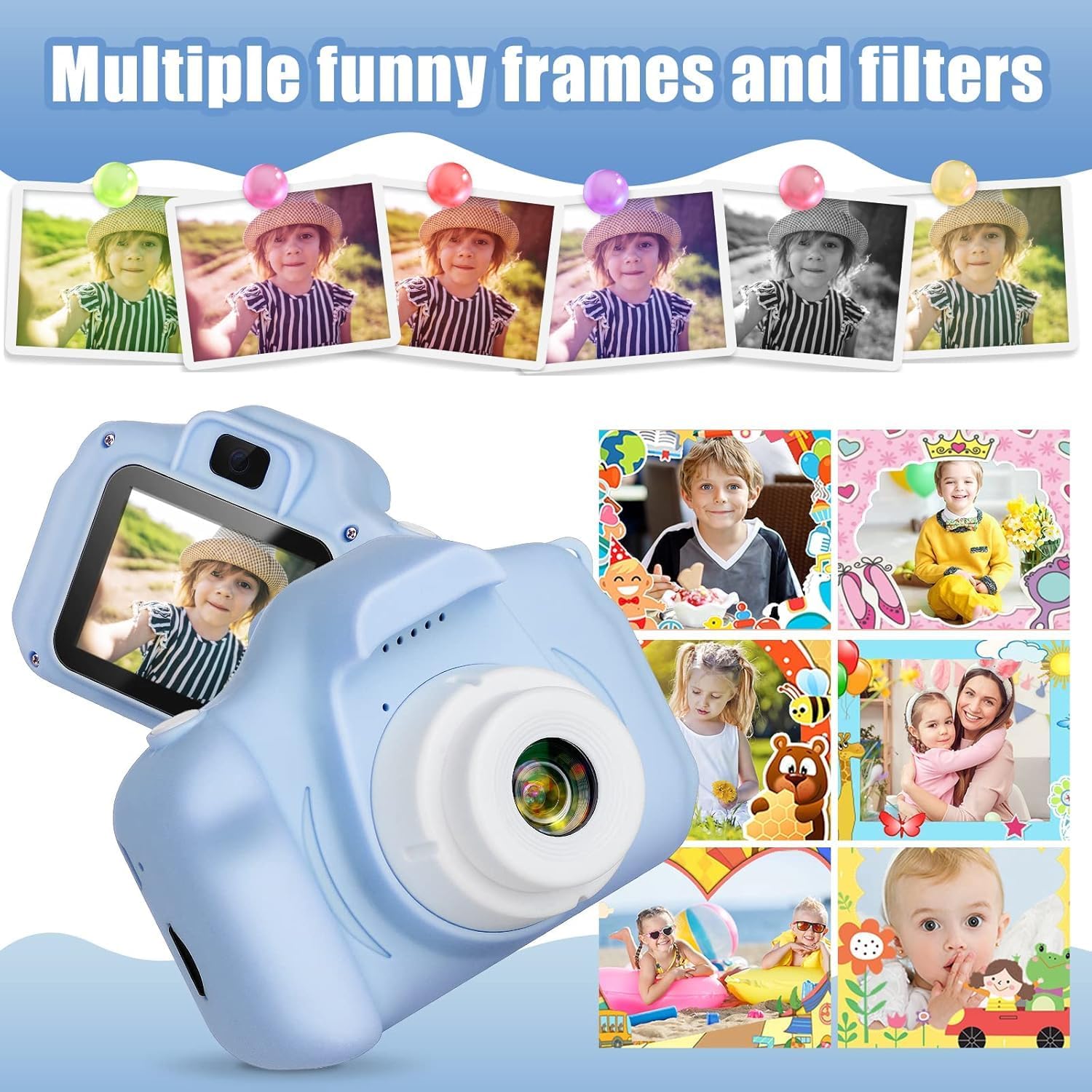 Kids Digital Camera Toy 3.0MP 1080P HD Video Camera with Games 2-Inch Screen with No Printer USB Rechargeable, Multicolour - Image 8