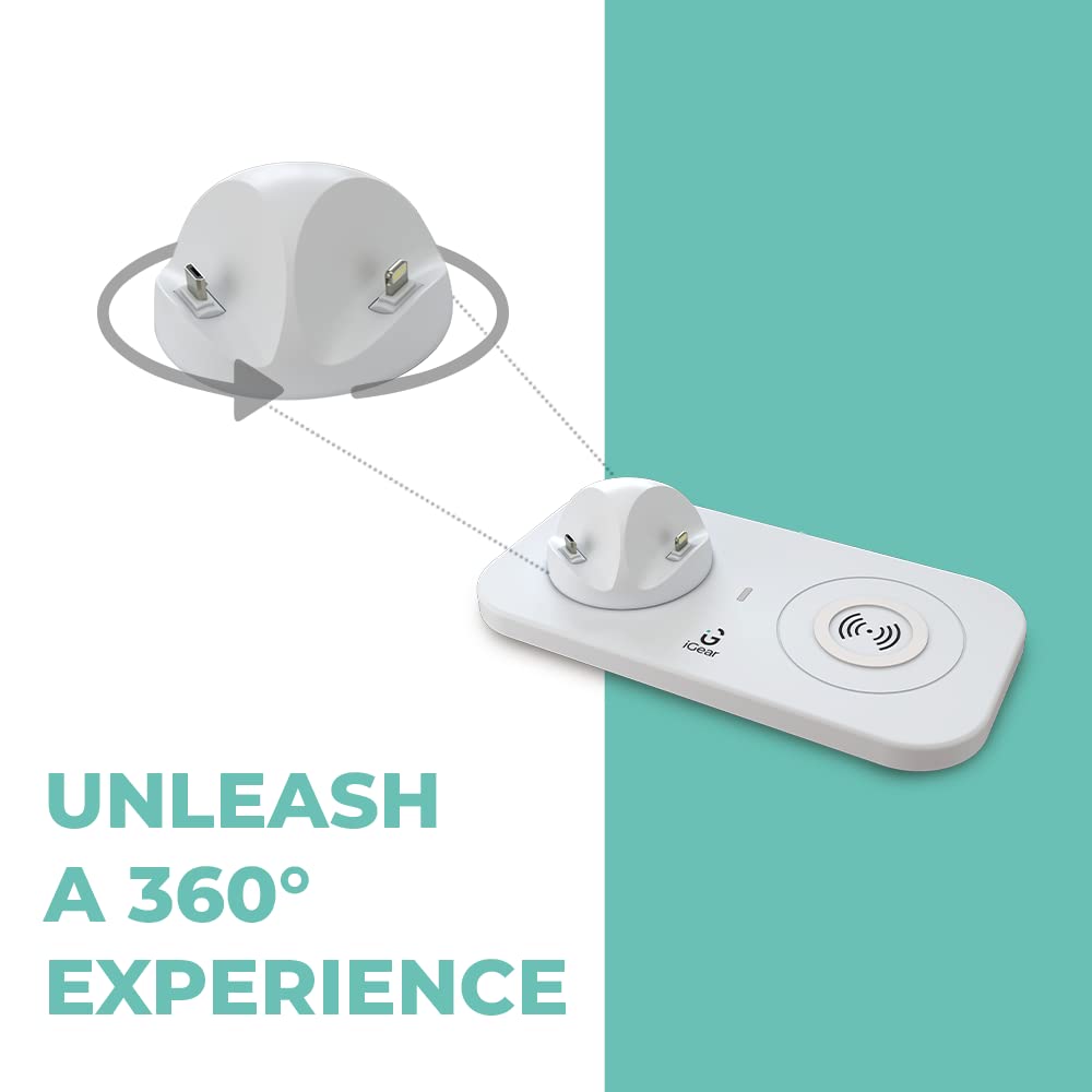 iGear DockMe 10W Fast charging with Docking and 15W Wireless Charger, Android, iOS and Type-C Charging pins,White - Image 4