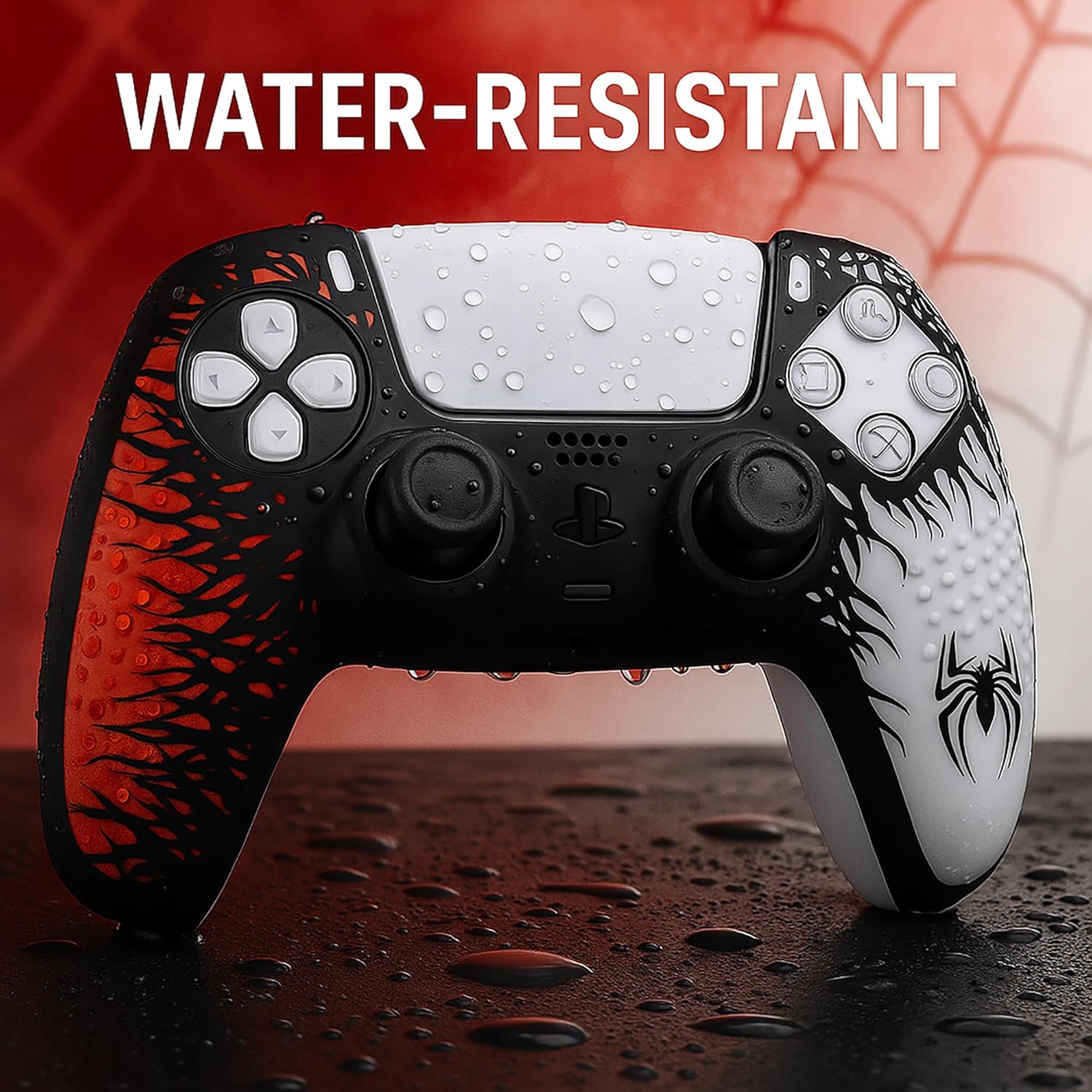 Deadskull PS5 Controller Silicone Case Spiderman Red theme 2 Thumb Caps, Touch Pad Skin - Image 2