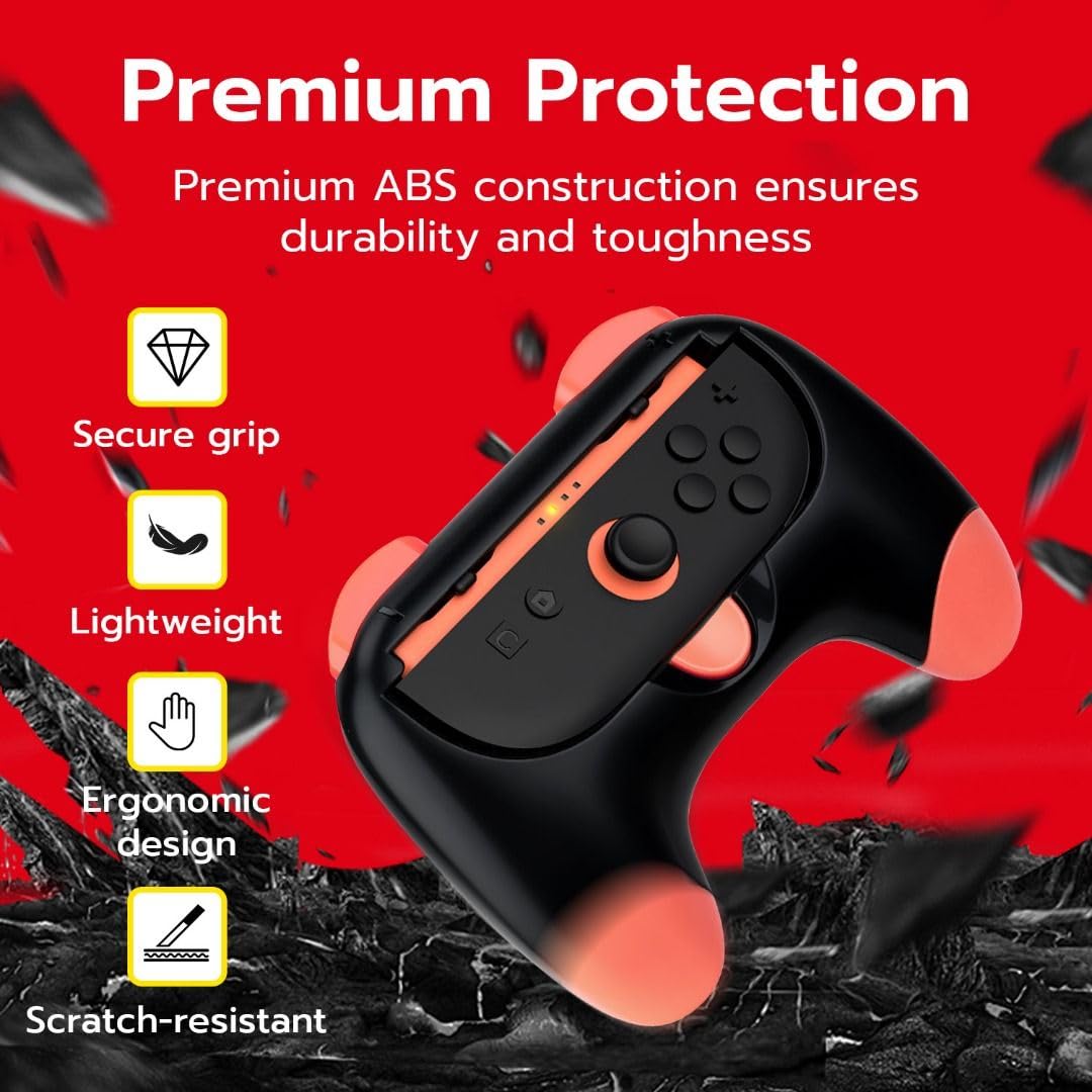 Dobe Nintendo Switch 2 JoyCon controller handle grip Left and right small handle grip Ergonomic JoyCon Controller Grips - Black Red+Black Blue - Image 3