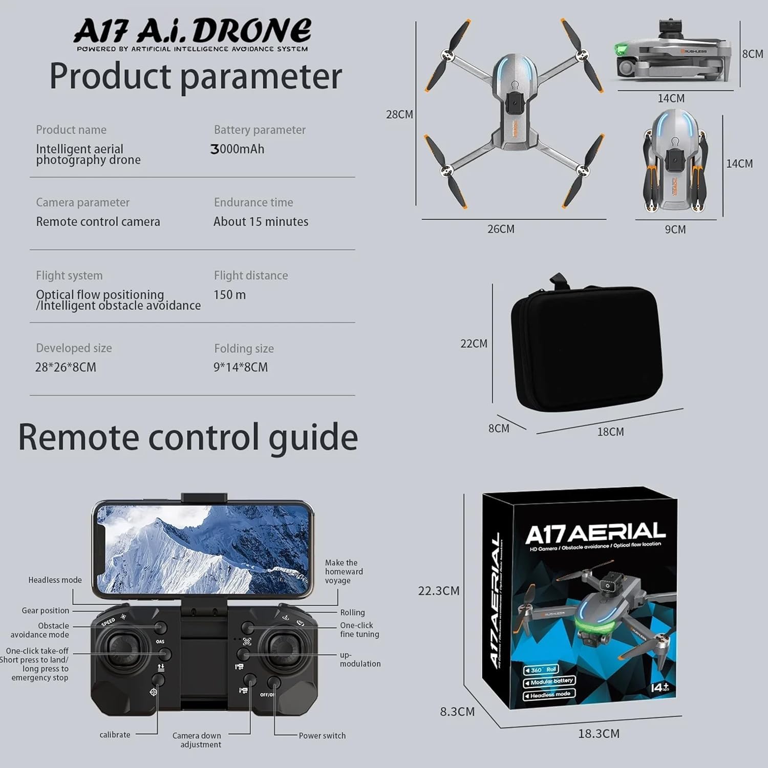 A17 Aerial Foldable WiFi FPV Quadcopter Drone with Dual HD Camera, Optical Flow, Gesture Control, Altitude Hold for Aerial Photography, Beginner Friendly - Image 6