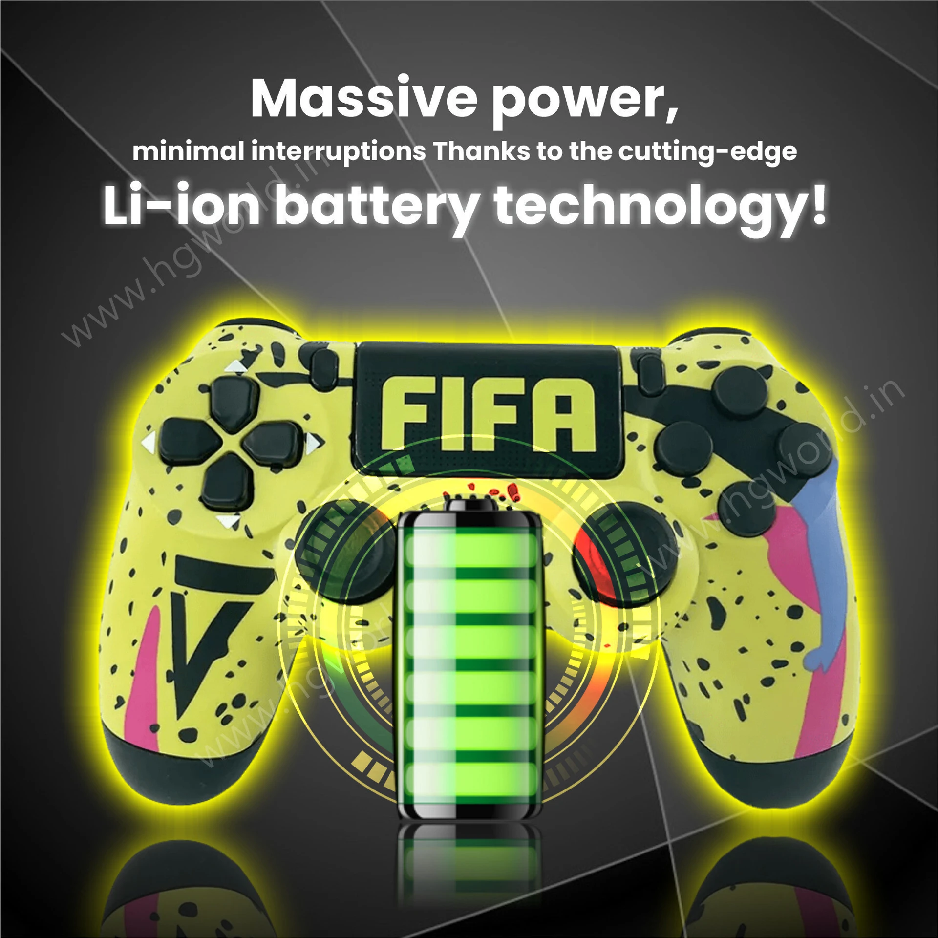 Dualshock 4 Wireless Bluetooth Controller for Sony PlayStation PS4- FIFA Volt Edition Neon Yellow Street Art - Image 5