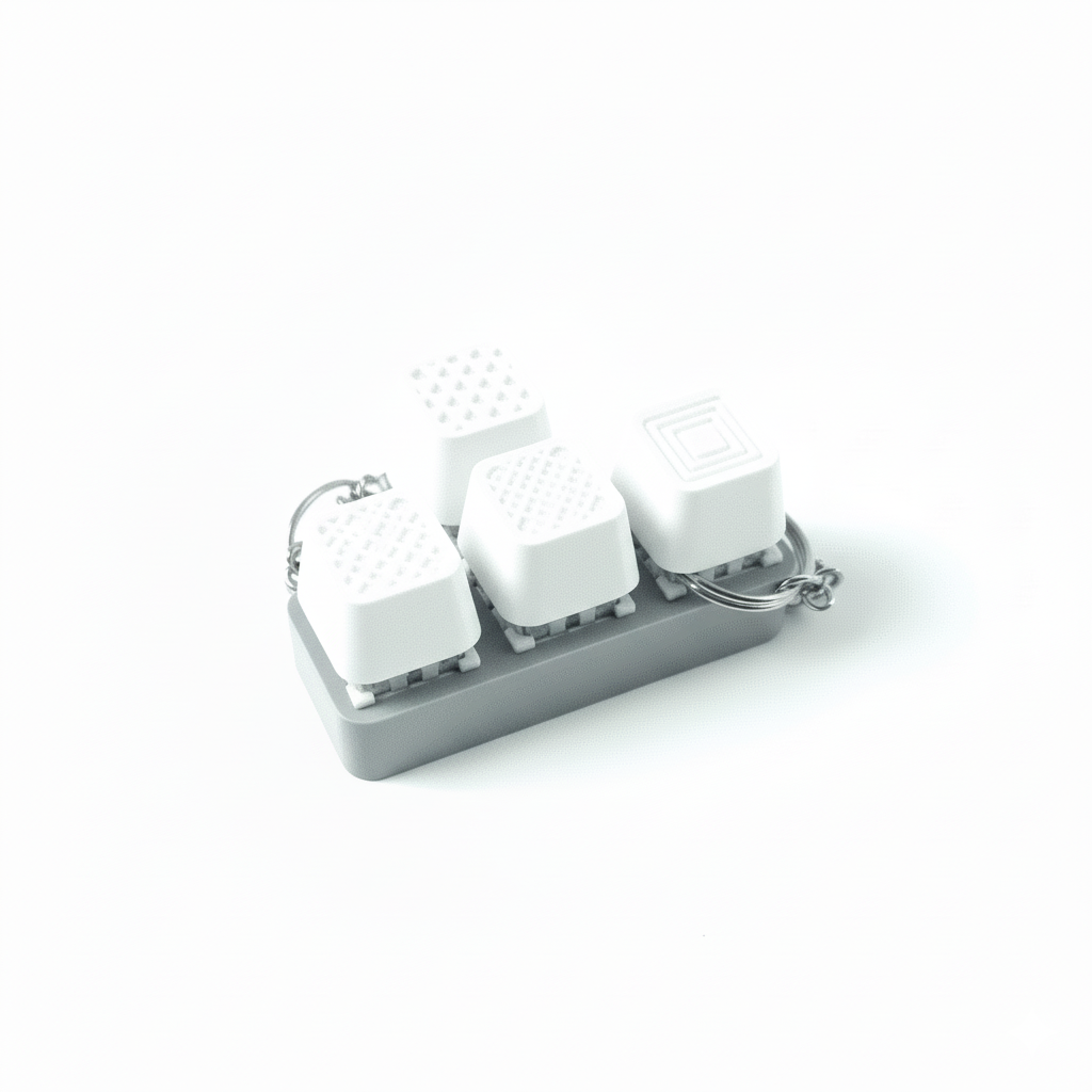 3D Printed Mechanical Switch Fidget Keyboard Keychain White - Image 2