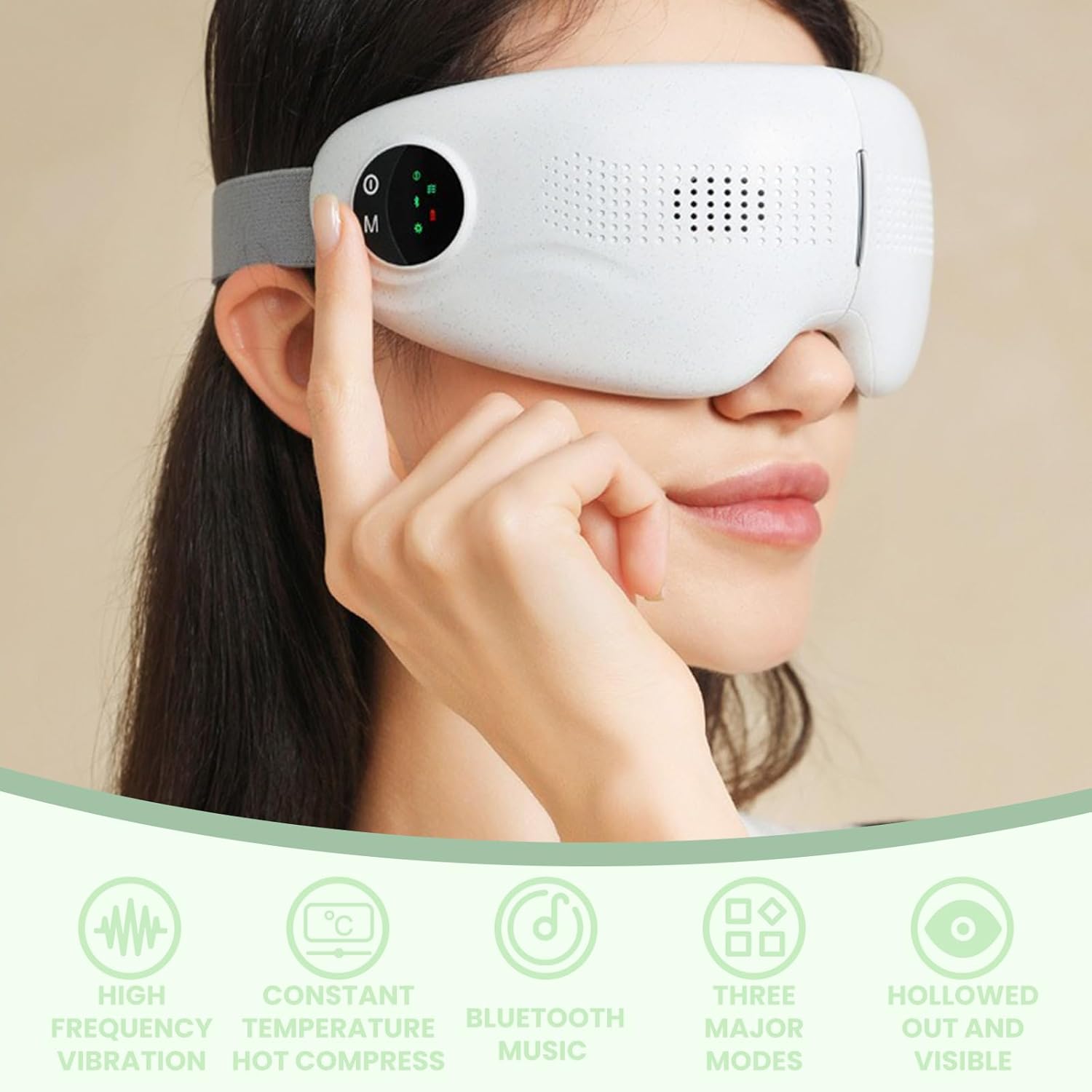 Eye Massager with Heat Stress Relief Relaxation, Improves Sleep, Reduce Eye Strain Dark Circles, Puffy Dry Eyes, Air Compression Massage with 5 Modes - Image 3