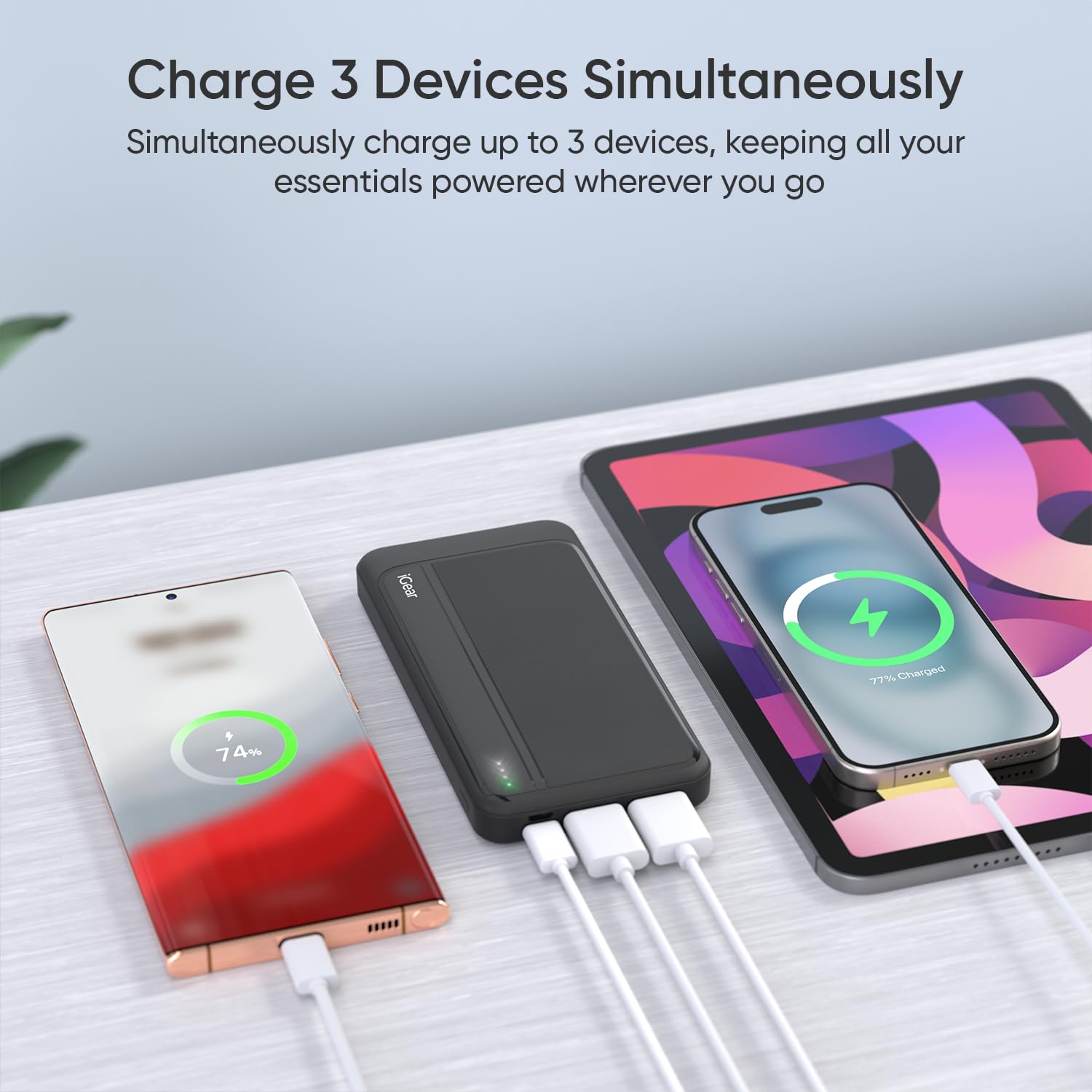 iGear Max PD Power Bank 10000mAh, Type-C PD 22.5W Fast Charging, Triple Output Ports, Battery Indicator, Wake-up Button, High-Speed Power Black - Image 5