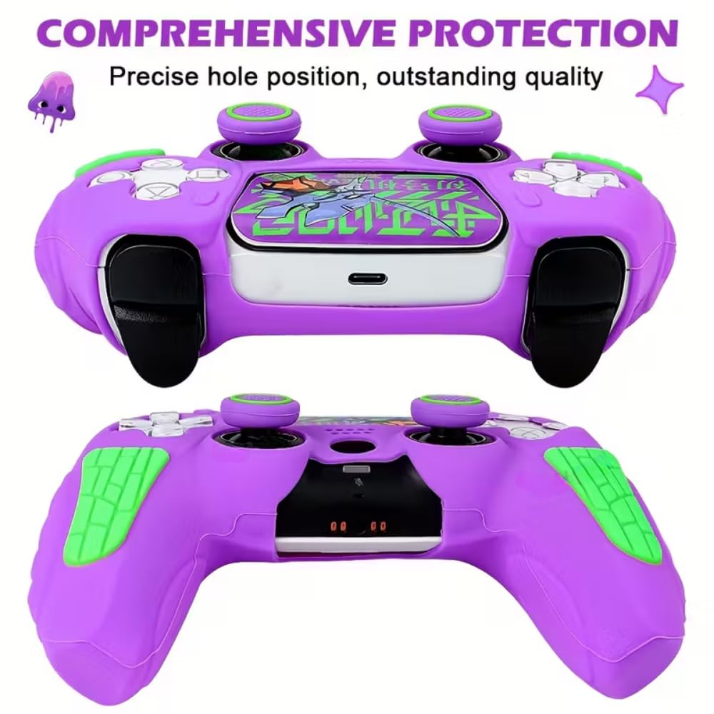 PS5 Controller Silicon Cover 2 Thumb Grip Purple & Green - Image 4