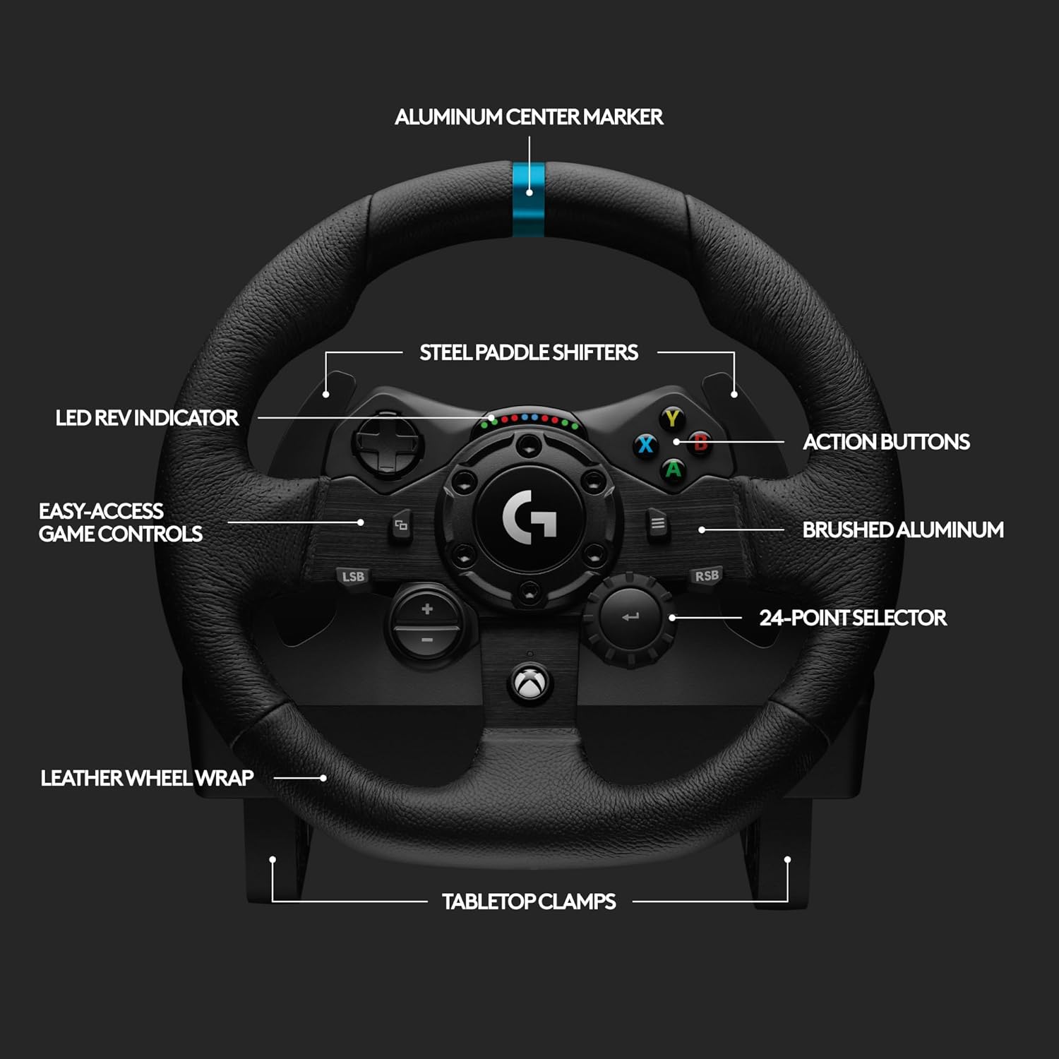 Logitech G923 Racing Wheel and Pedals for Xbox X|S, Xbox One and PC Featuring TRUEFORCE up to 1000 Hz Force Feedback, Responsive Pedal, Clutch Control - Image 9