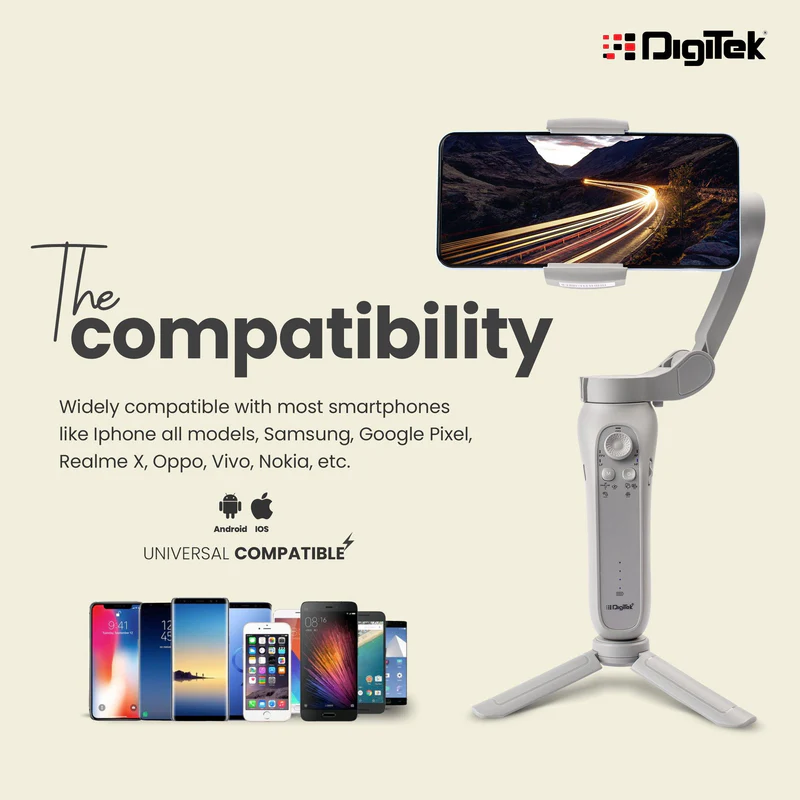 Digitek DSG 008F Pro Smartphone Gimbal Pro 3 Axis Stabilizer with Face Tracking and Gesture Control - Image 4