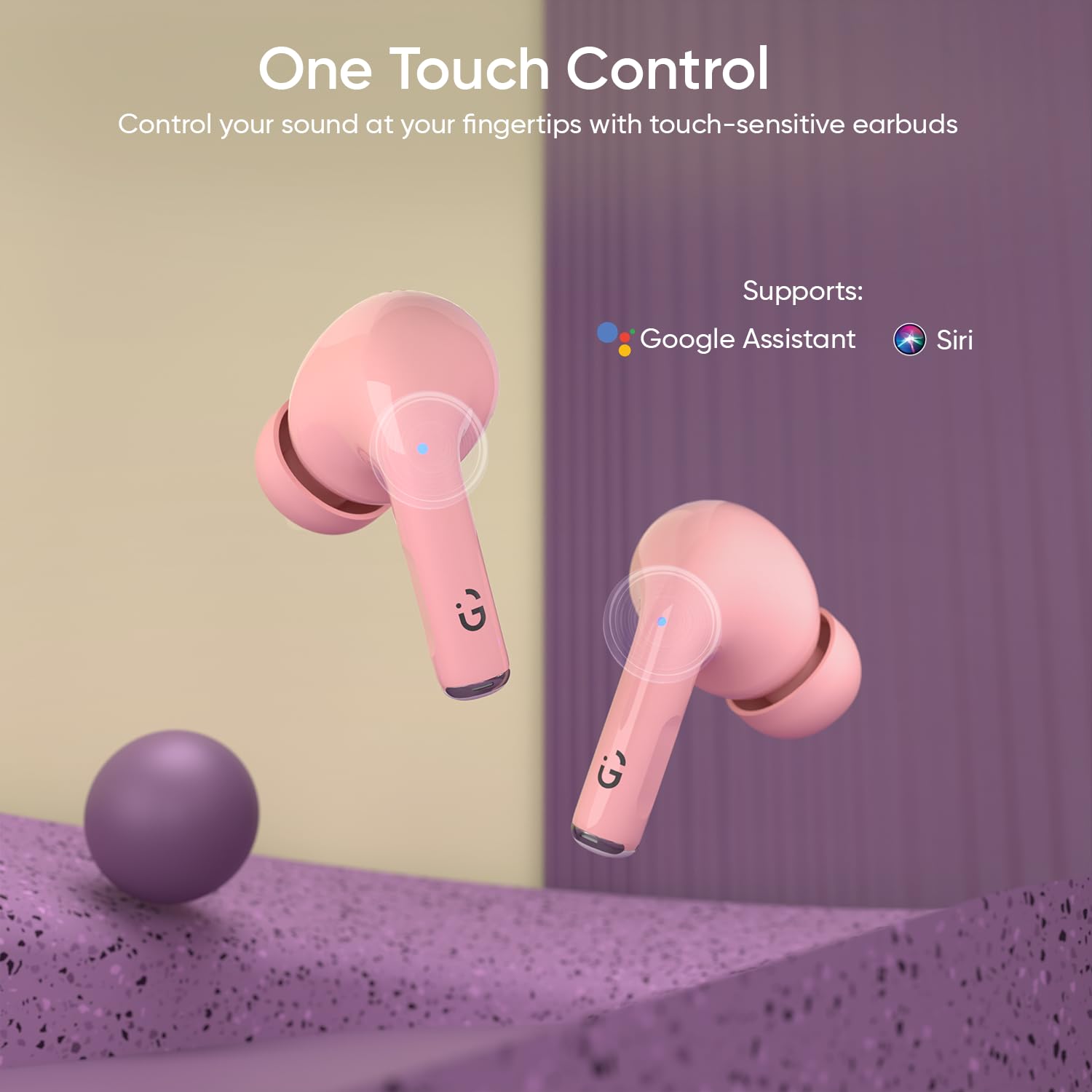 iGear Superbuds in-Ear TWS Earbuds with Bluetooth V5.4, Voice Assistance, 20H Playtime, Touch Control, Sweatproof, Clear Calls, Low Latency, Pink - Image 4