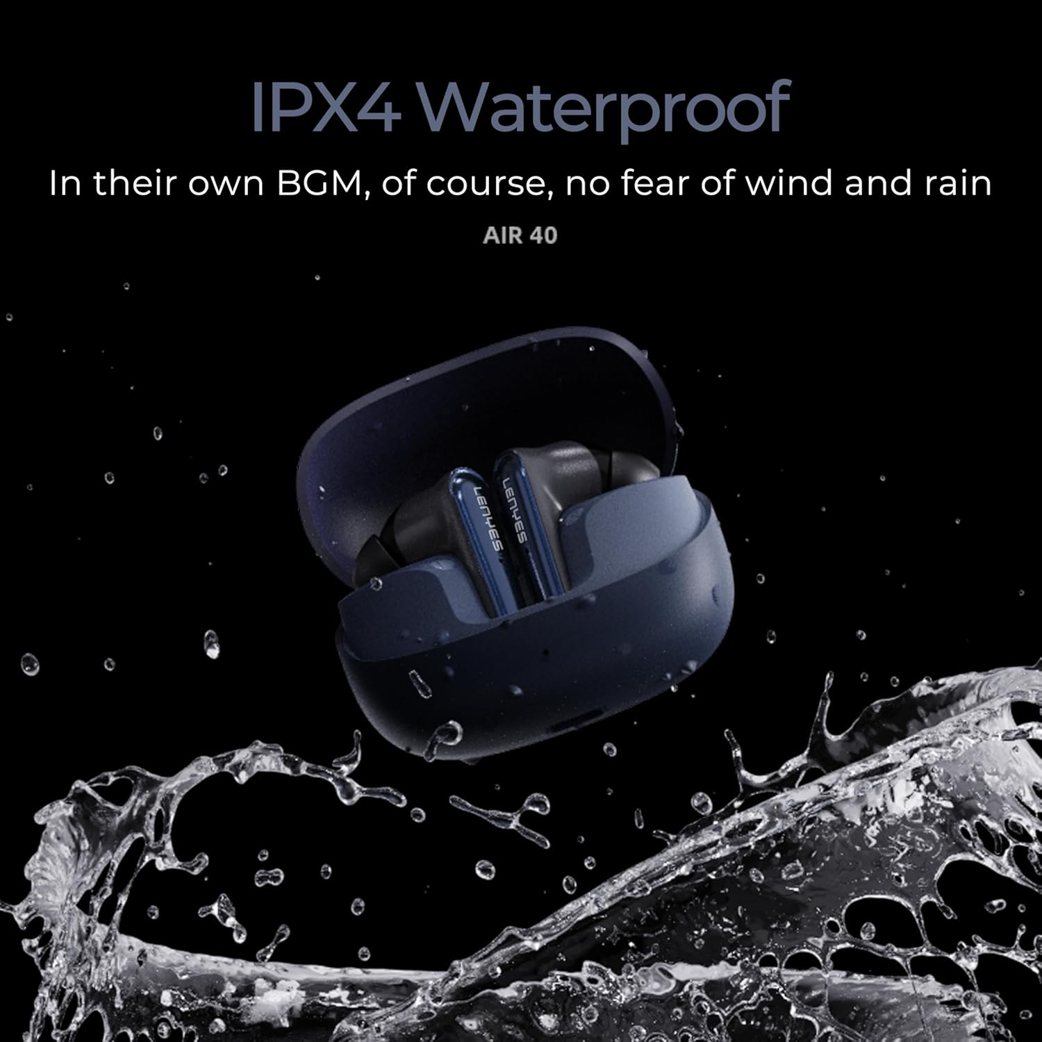 Lenyes AIR40 Wireless Earbuds Bluetooth 5.3, 20H Playtime, HiFi Bass, Touch Control, Instant Pairing, Voice Assistant, 30mAh Earbuds + 200mAh Black - Image 5