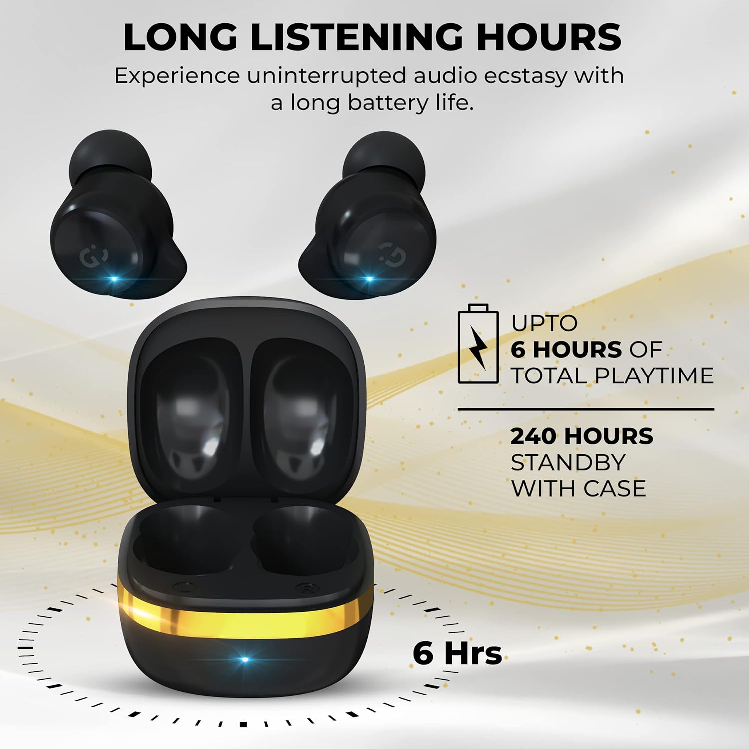iGear Mini Bluetooth Truly Wireless in-Ear Earbuds Mic, Noise Isolation, IPX4 Dust Water Resistance, Heavy Bass, Type-C Charging, Touch Control Black - Image 3