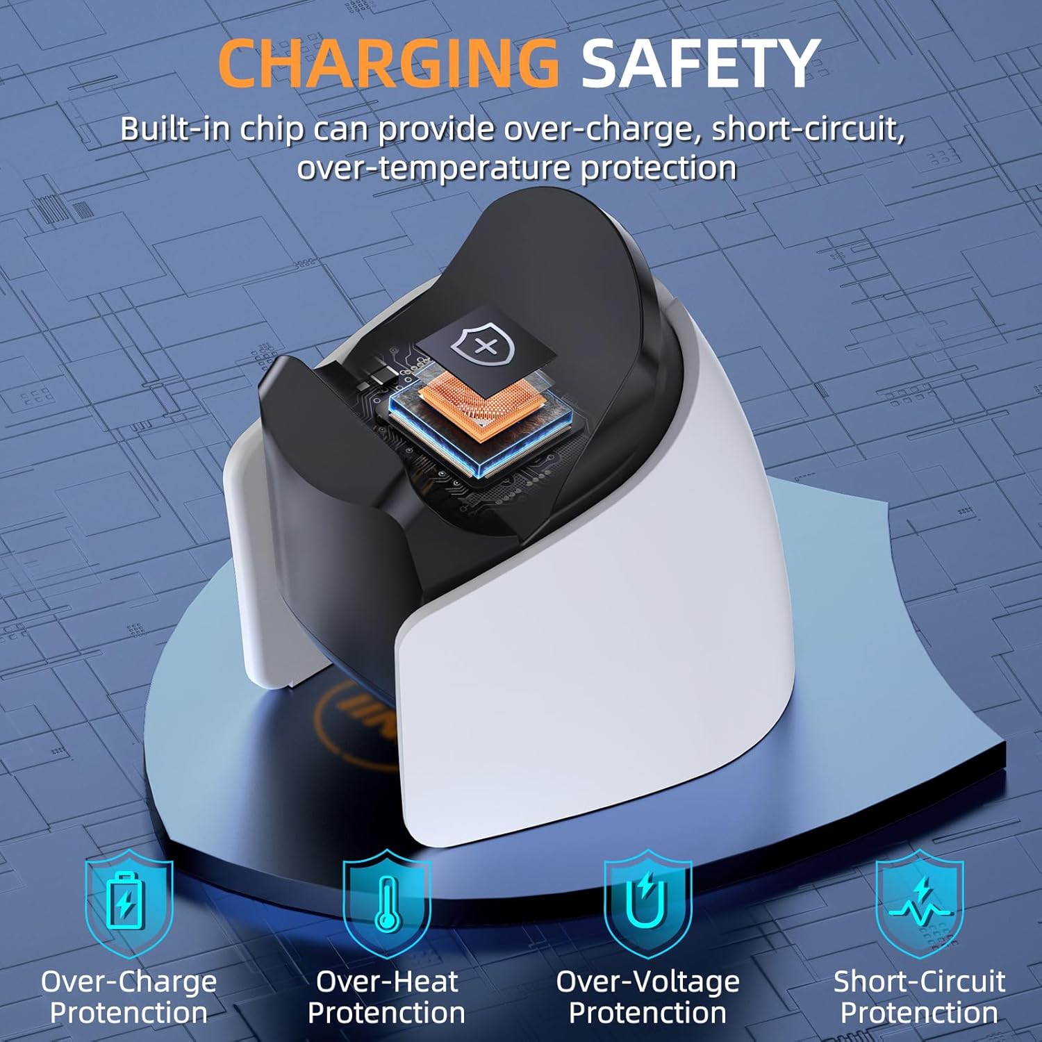 IINE L962 Fast USB charging station for PS5 DualSense And Edge controllers,Controller charging station with charging indicator and charging cable - Image 5