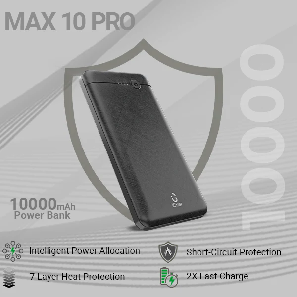 Igear Max10 Pro 10000mah power bank with the dual output of Type-C-PD, Output 20W, Micro USB-8W & a fast charging capability. - Image 6