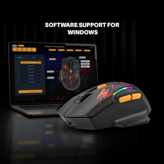 Cosmic Byte Helios Tri-Mode Wired + 2.4GHz Wireless + Bluetooth Gaming Mouse Dragon Black - Image 2