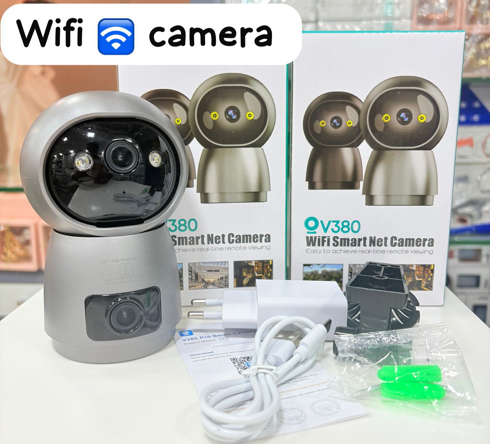 4MP Full HD Smart 4G Dual Lens CCTV Camera, 360° Coverage, Two-Way Audio, Colorful Night Vision, Plug And Play, Easy Setup Metal Grey - Image 1