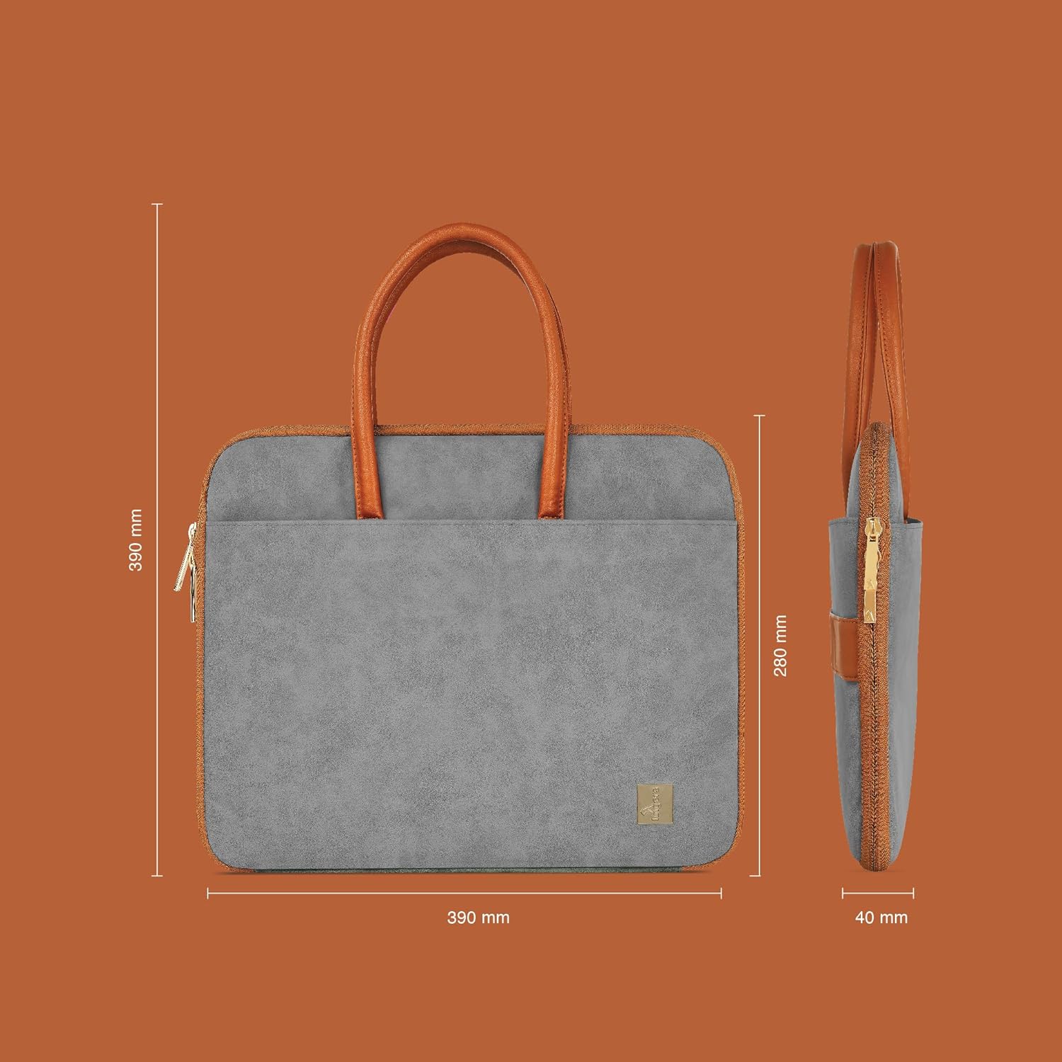 FINGERS LuxuryLink-B1 Elegant Laptop Bag with Stylish Handle Fits 15" Laptops And Tablets, Premium Suede with Leatherette Accents, Splash-Proof And Scratch-Resistant - Image 9