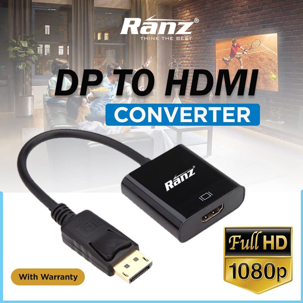 RANZ, DisplayPort to HDMI Adapter, Converter DP Male to HDMI Female Cable Converter Gold-Plated Cord for HD Monitors, Displays and HDTV's - Image 2