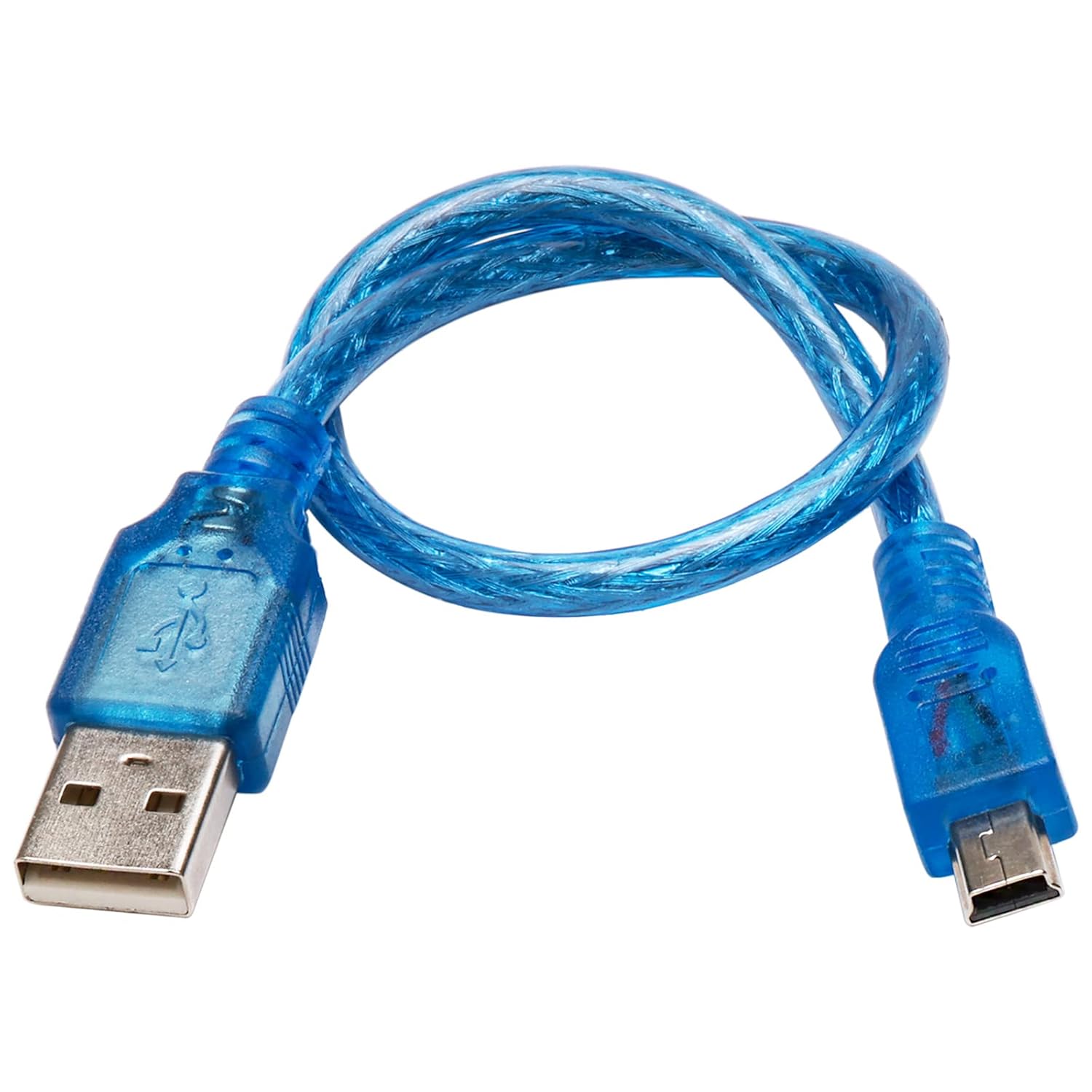 Blue Short USB 2.0 A Male To Mini 5 Pin B Male Data Charging Cable 30cm - Image 1