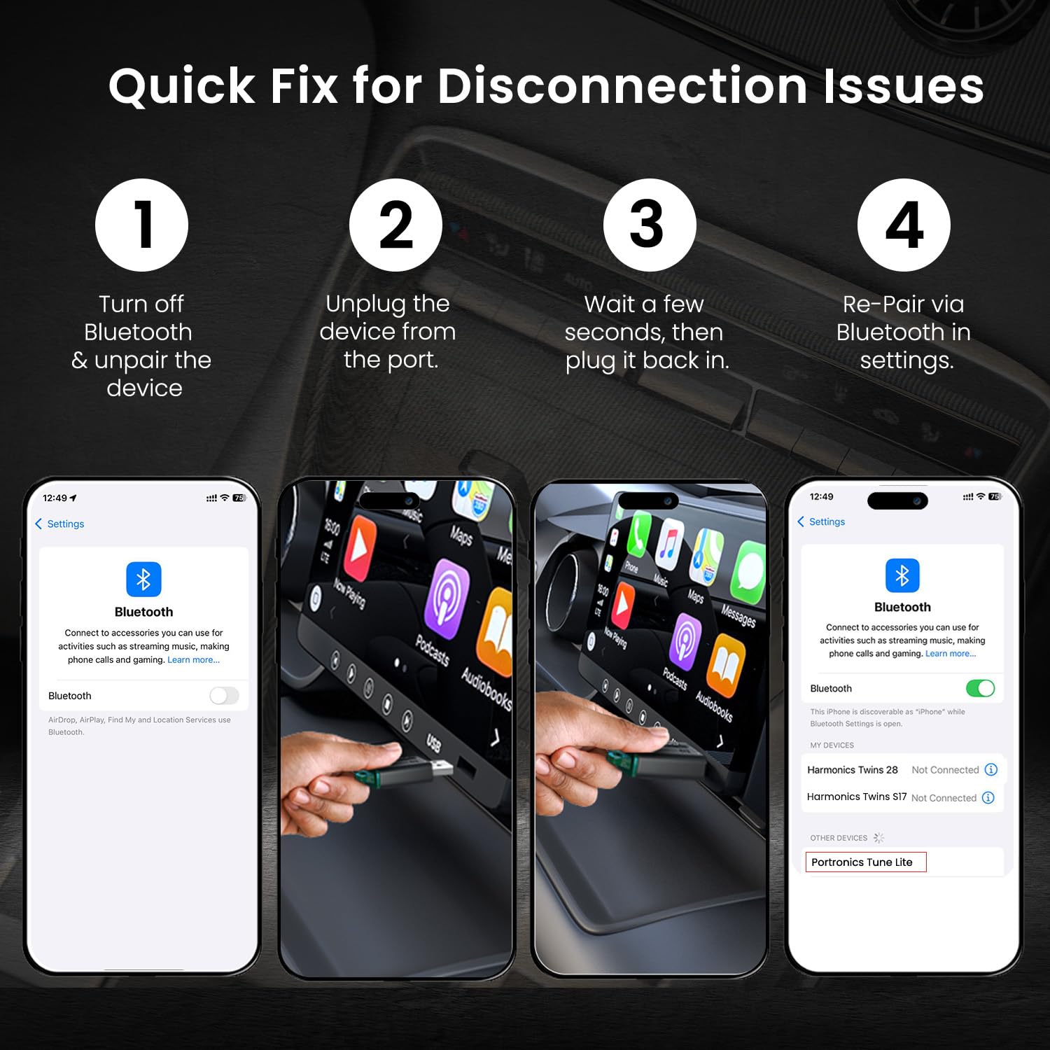 Portronics POR 3328 Tune Lite Wireless Car Receiver, Converts Wired to Wireless, Plug & Play, Android 12+ & iOS 15+ Portronics POR 3328 Tune Lite Wireless Car Receiver, Converts Wired to Wireless, Plug & Play, Android 12+ & iOS 15+ - Image 6