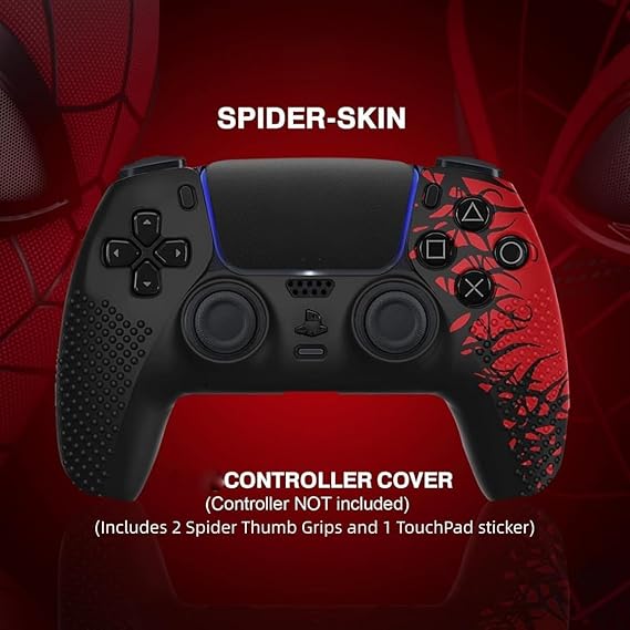 Spiderman theme Silicone Case for PS 5 Controller With 2 Thum Caps & Touch Pad Skin - Image 2