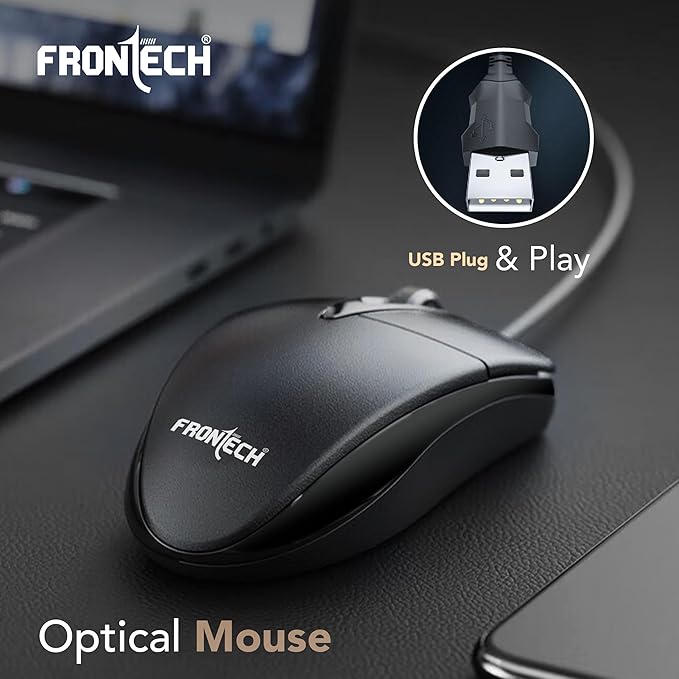 FRONTECH MS0048 Optical Wired USB Mouse 1000 DPI Resolution Compact & Stylish - Image 2