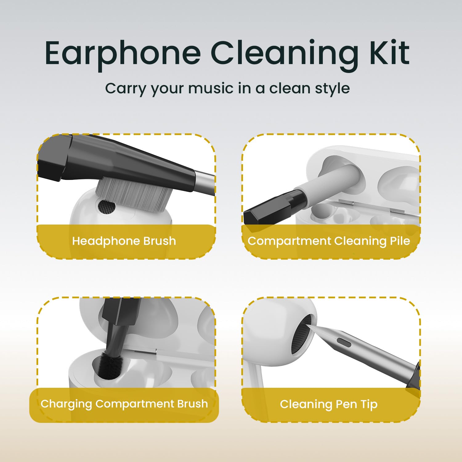 Portronics POR2189 Clean G 20 in 1 Multipurpose Device Cleaner Cleaning Kit for Laptops, Smartphones, Keyboards, Desktop & Earphones Black - Image 2