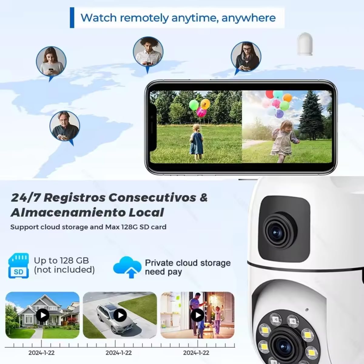 Smarthome Dual Lens, 5+5MP WiFi CCTV Camera, PTZ And Fixed View, AI Motion Detection, Color Night Vision, Two-Way Audio, 360 Coverage, App Access - Image 5