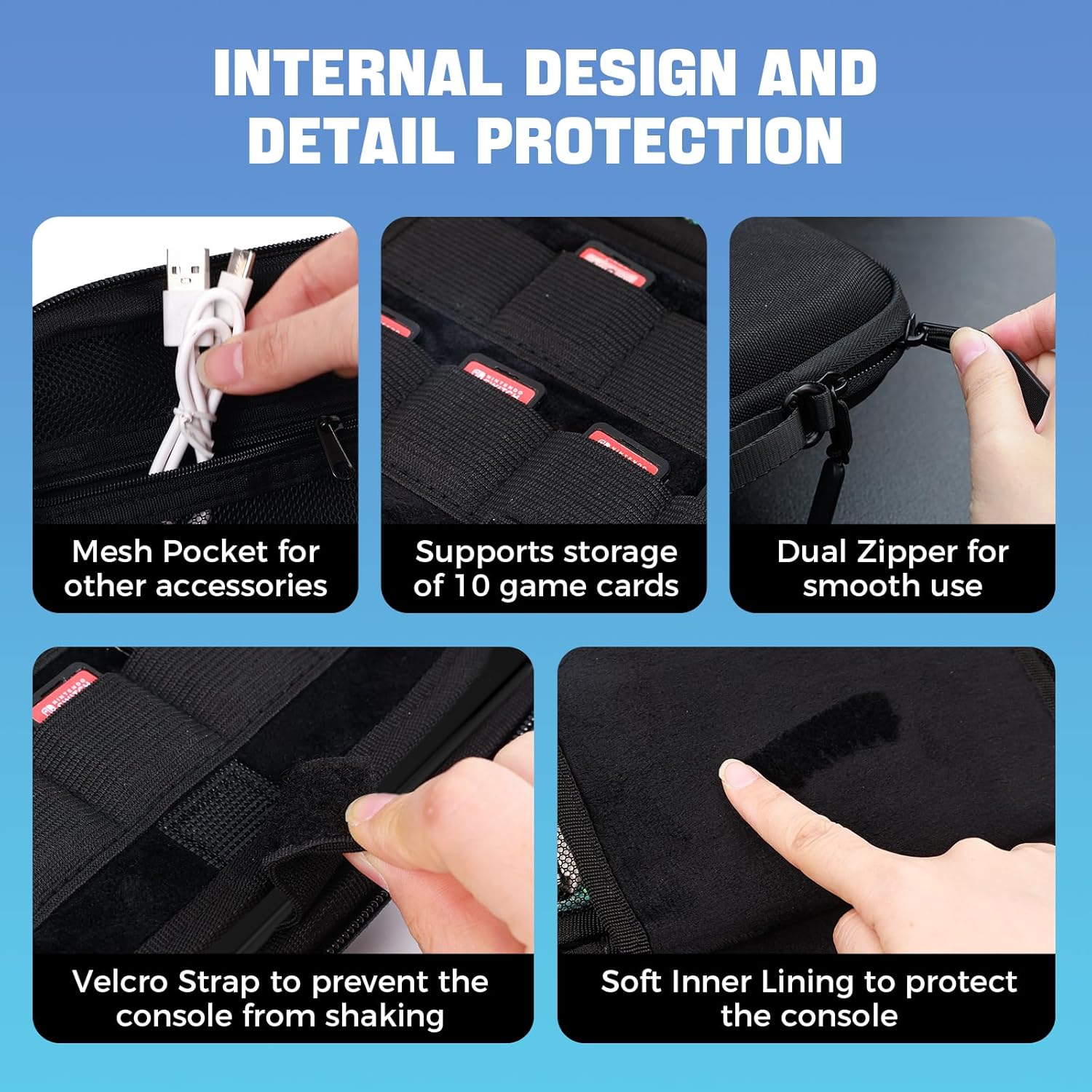 IINE Carry Case for Switch 2 Console, Protective Hard Shell Travel Storage Pouch with Mesh Bag, Durable Protective Bag Switch 2 Accessories EVA Case, BLACK L1066 - Image 4