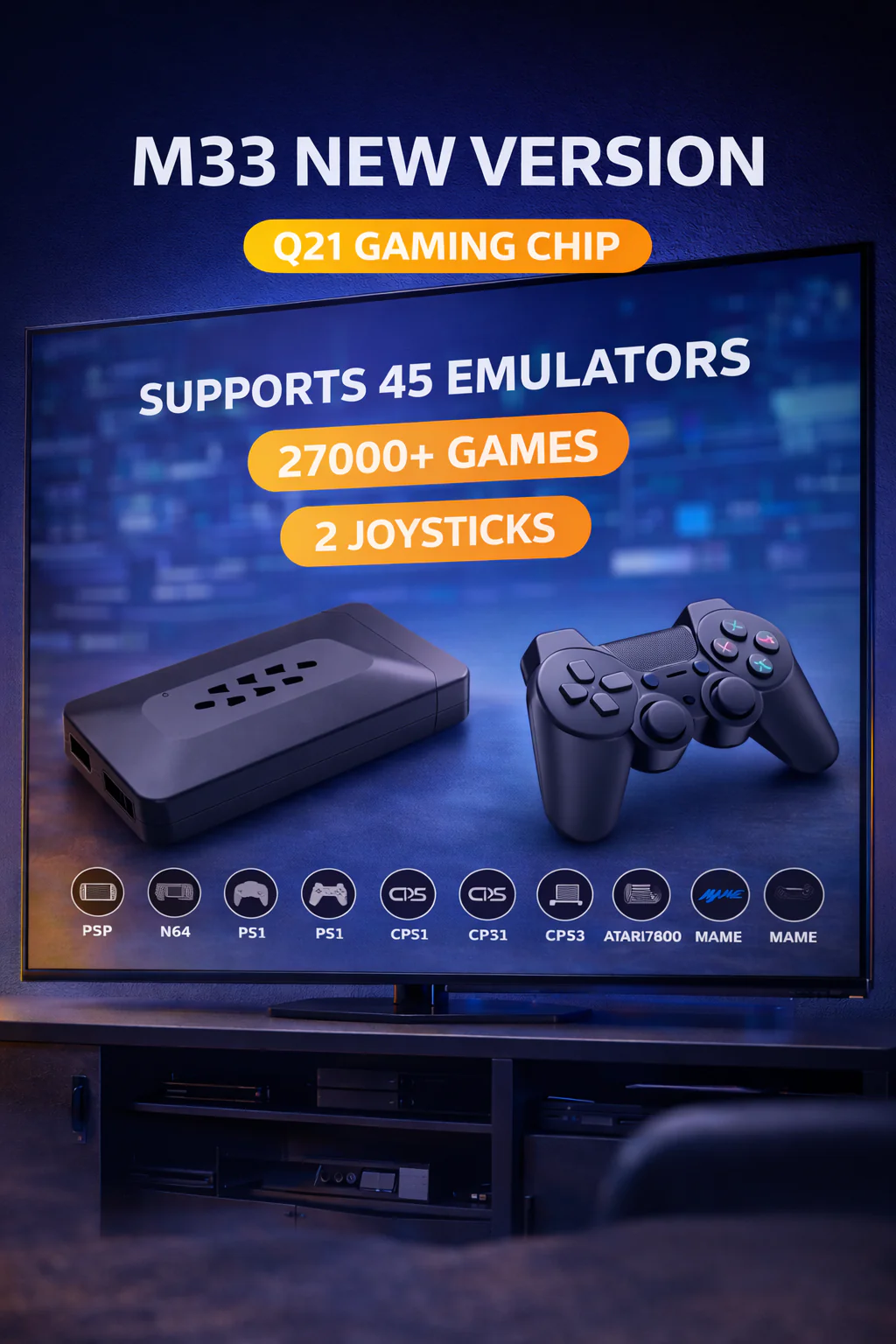 New M33 Video Game For Tv Gaming, 25,000+ Games, 45+ Emulators,Bulit-In Games Plays Psp, Ps,Gta, God Of War, 4K Hdmi Output Game Stick - Image 7