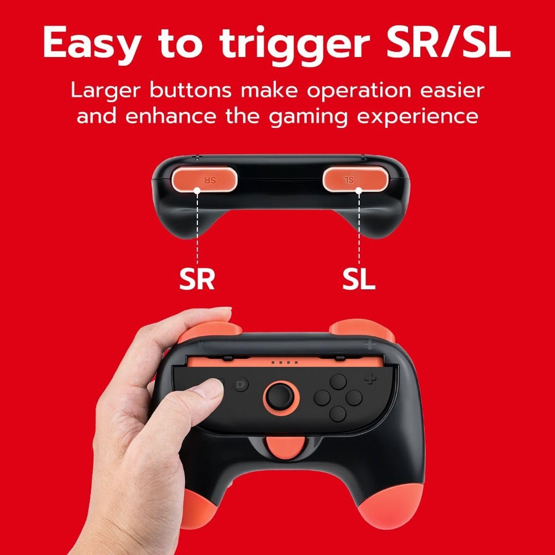 Dobe Nintendo Switch 2 JoyCon controller handle grip Left and right small handle grip Ergonomic JoyCon Controller Grips - Black Red+Black Blue - Image 4