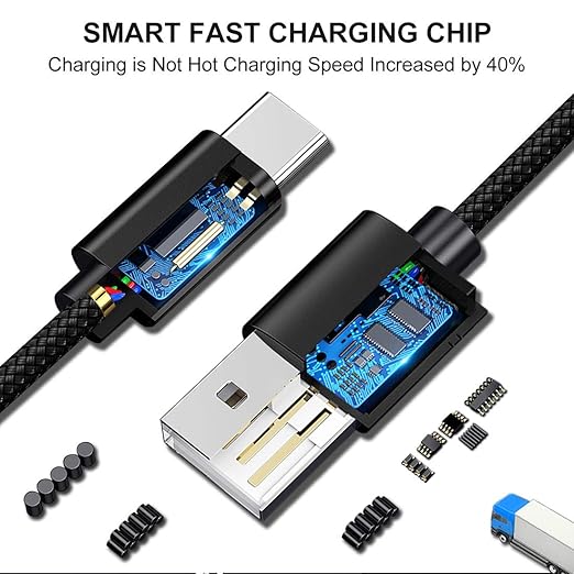 Accede A1010 USB To Type C Cable 2 m JACK XL Tangle-Free Unbreakable 2.4A Round Nylon Braided Type C - Image 5