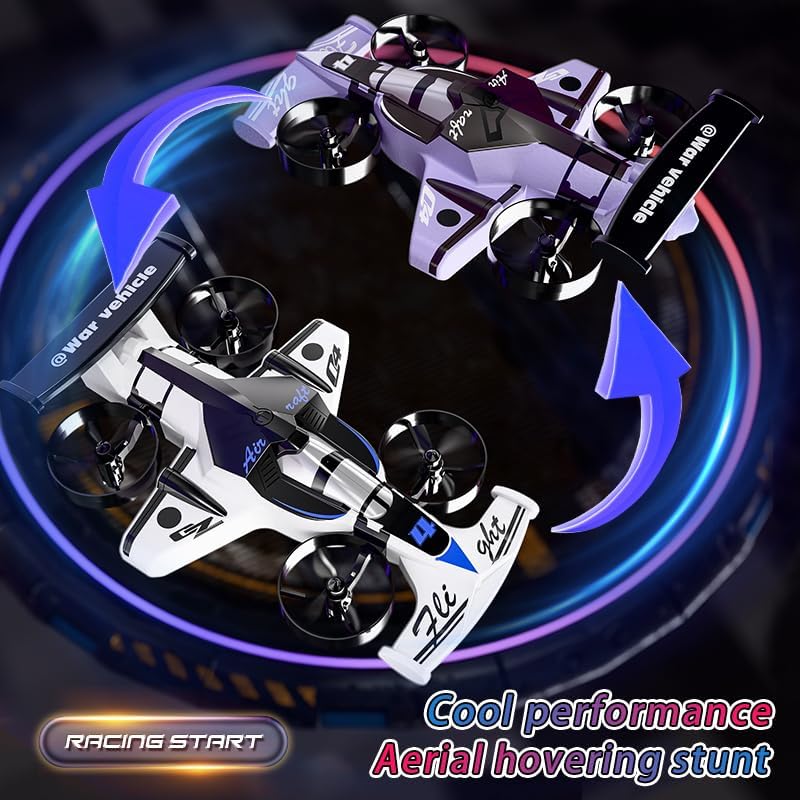 2-in-1 Flying Car & Stunt Drone, Racing Drift Aircraft 2in1 RC Quadcopter & Flying Car Toys Small Micro Indoor Remote Control Flying Car Toy - Image 6