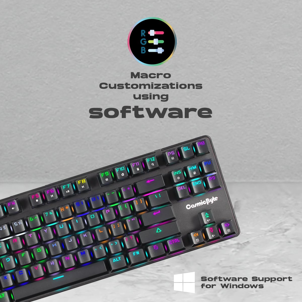 Cosmic Byte CB-GK-16 Firefly Per-Key RGB TKL Mechanical Keyboard Swappable Outemu Blue Switch,Black - Image 8
