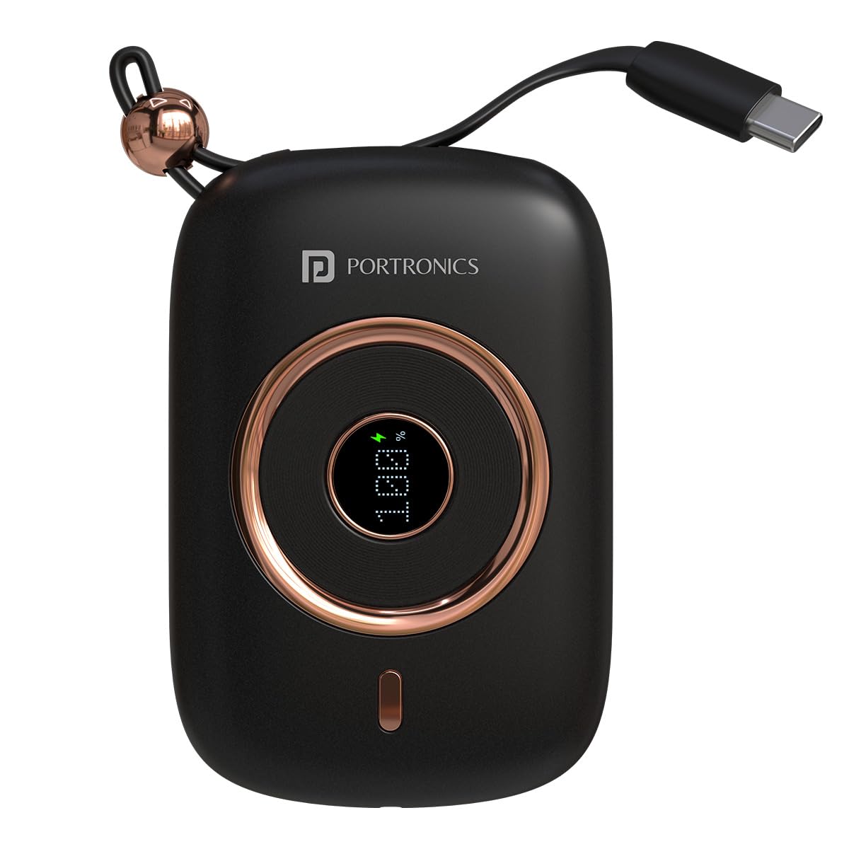 Portronics POR2266 Power Shutter Pro 35W 10000mAh SuperFast Charging Wired Powerbank with in-Built Type C PD Cable, Type C Input/Output Cable,LED Display,EV Grade Batteries,Support with Android, Apple,Tablet - Image 1