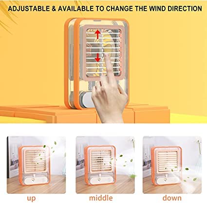 Mini USB Fan With Mist Water Spray Mini Cooler Rechargeable With LED Night Light Mini AC Personal Air Cooler Desk Fan, Office Kitchen Home multiColor - Image 3