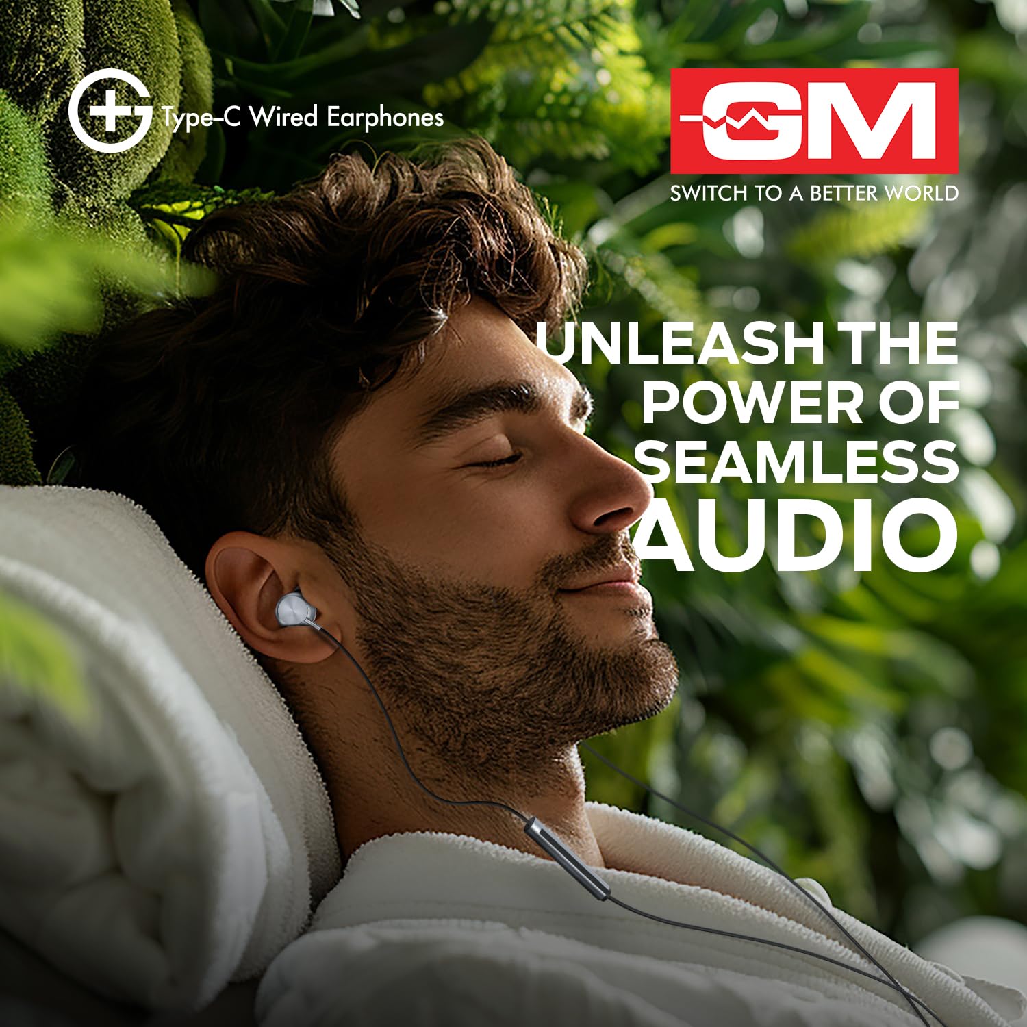 GM G+ Type-C Wired Earphones, Wireless in-Ear Earphones with HD Mic, 14mm Drivers, Pure Bass Sound, Lightweight & Comfortable Fit, for Rich & Detailed Audio - Image 2