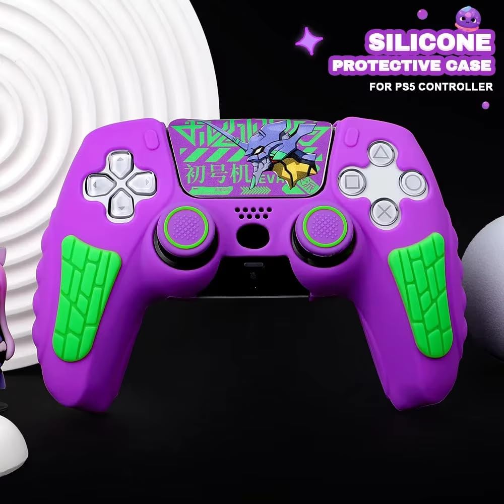 PS5 Controller Silicon Cover 2 Thumb Grip Purple & Green - Image 5