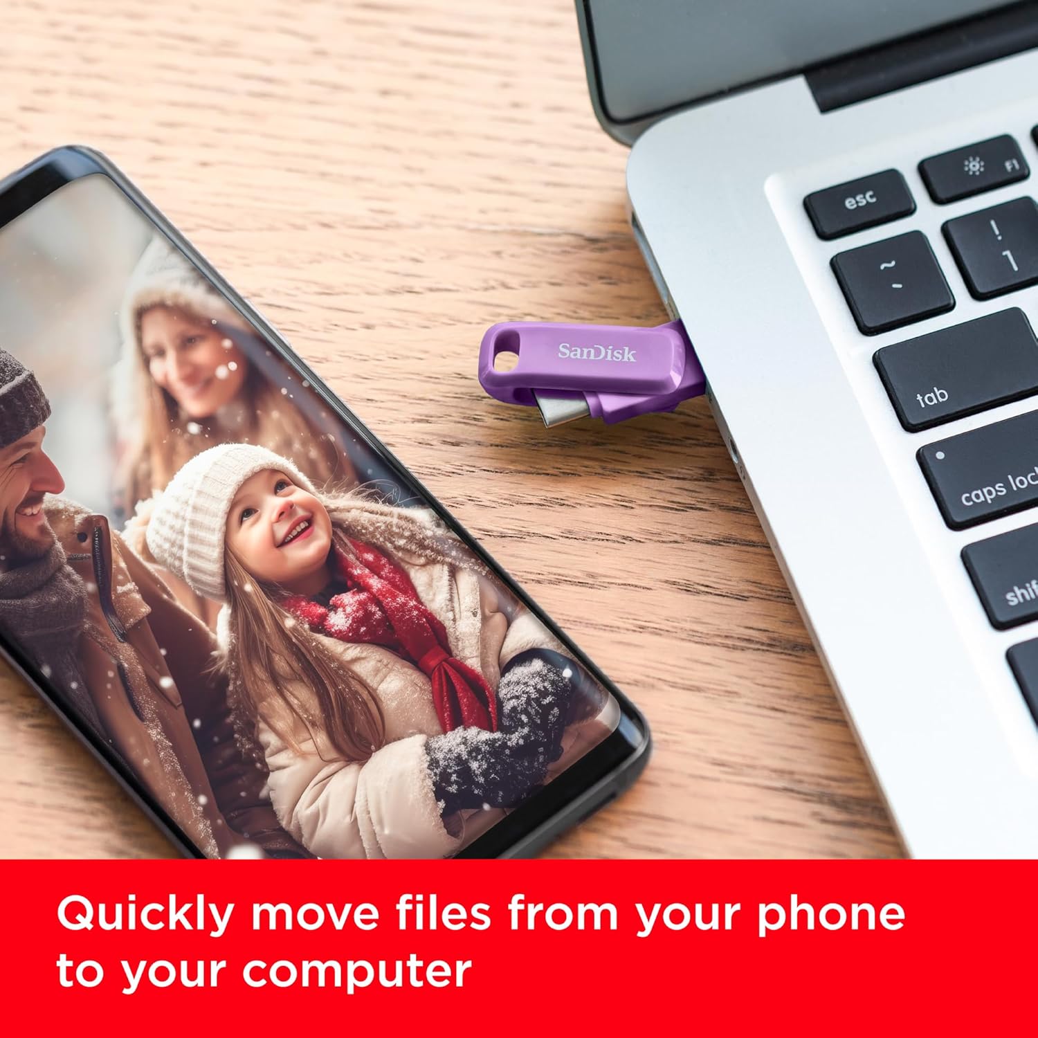 SanDisk Mobile Pen Drive Type C 64 GB OTG 2 in 1 Pen Drive with USB 3.1 Interface Purple Opulence - Image 9