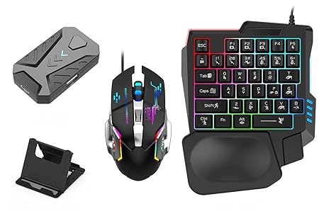 4 in 1 Mobile Game Combo Pack Pro with RGB Mini Gaming Keyboard & Mouse with Side Button, Gaming Adapter with Mobile Game Converter for Android (Wired+Wireless 4 in 1 Mobile Game Combo Pack Pro with RGB Mini Gaming Keyboard & Mouse with Side Button, Gaming Adapter with Mobile Game Converter for Android (Wired+Wireless - Image 2