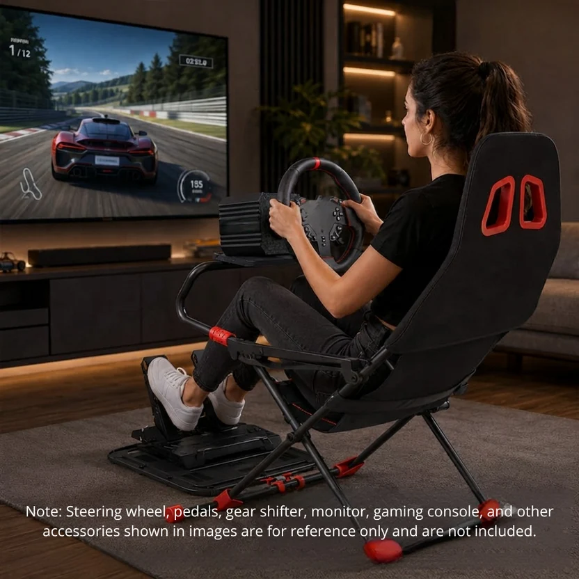 Racing Wheel Stand with Foldable Bucket Seat for Sim Racing For Logitech, Moza, Cammus, Thrustmaster Wheels - Image 6