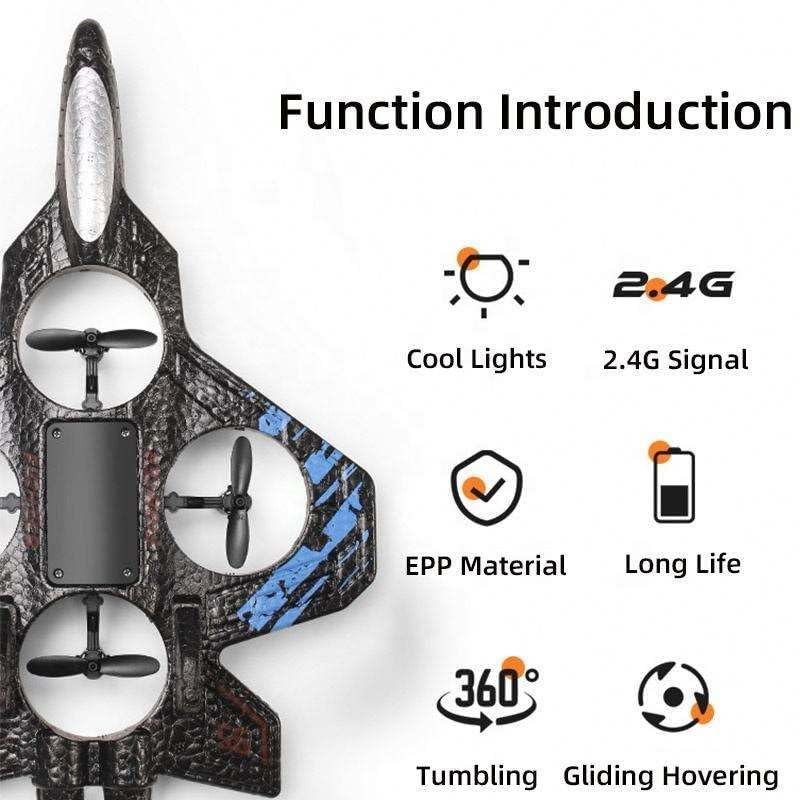 RC Fighter Plane Drone 2.4 GHz Remote Controlled Fighter Plane Easy to Fly Stable LED Lights, 360 Degree Roll, Hovering 2 Battery - Image 3