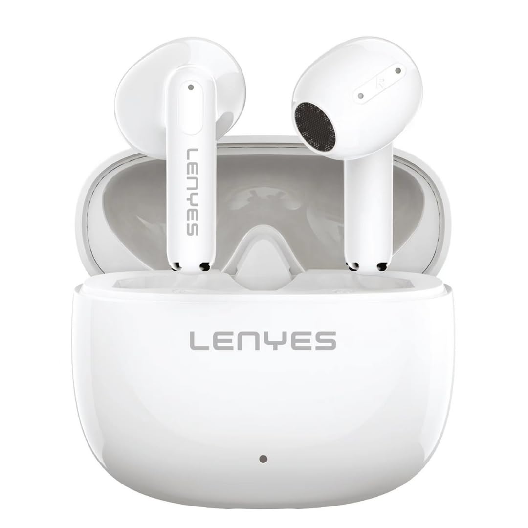 Lenyes AIR69 Wireless Earbuds, Scratch-Resistant Material, 13mm Drivers, Bluetooth 5.4, 20H Playtime, Type-C Fast Charging, Touch Controls White - Image 1