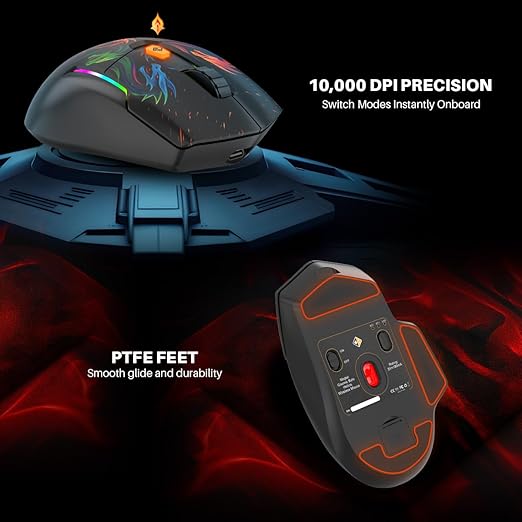 Cosmic Byte Helios Tri-Mode Wired + 2.4GHz Wireless + Bluetooth Gaming Mouse Dragon Black - Image 5