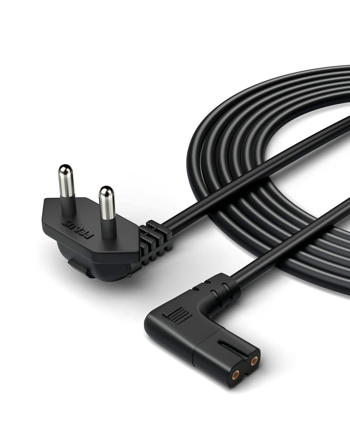 Power Cable 2 pin angled philips pin angled L-Shape Universal Replacement AC Power Cord Cable Black - Image 1
