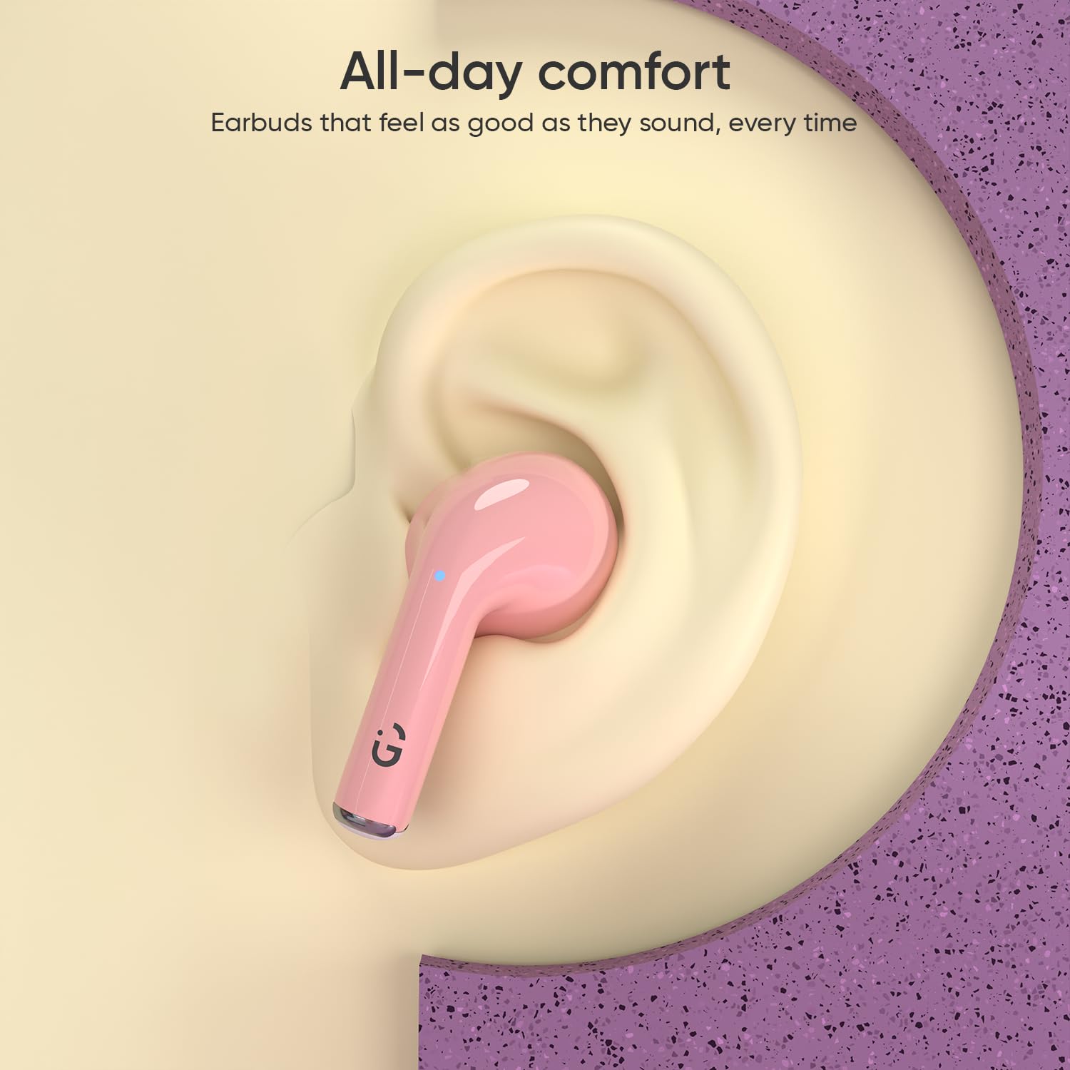 iGear Superbuds in-Ear TWS Earbuds with Bluetooth V5.4, Voice Assistance, 20H Playtime, Touch Control, Sweatproof, Clear Calls, Low Latency, Pink - Image 9