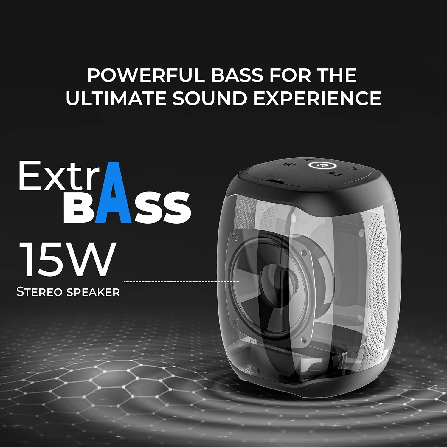 iGear Spectrum Mini Bluetooth Speaker, 9 Light Modes, 10 Million Colours, 15W, 360° Immersive, 12 Hours Playtime, Fast Type C Charging,  IPX5, TWS - Image 3