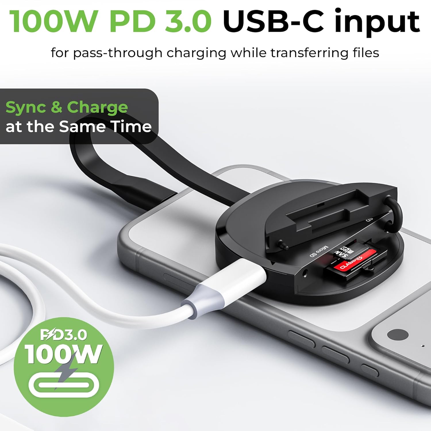 UltraProlink Mag-Vault ,Mag-Safe USB-C 3.2 SD & microSD Card Reader, Dual Slot- 2TB Each, 100W PD Pass-Through, 160MB/s DDR200 Speeds Plug & Play - Image 4