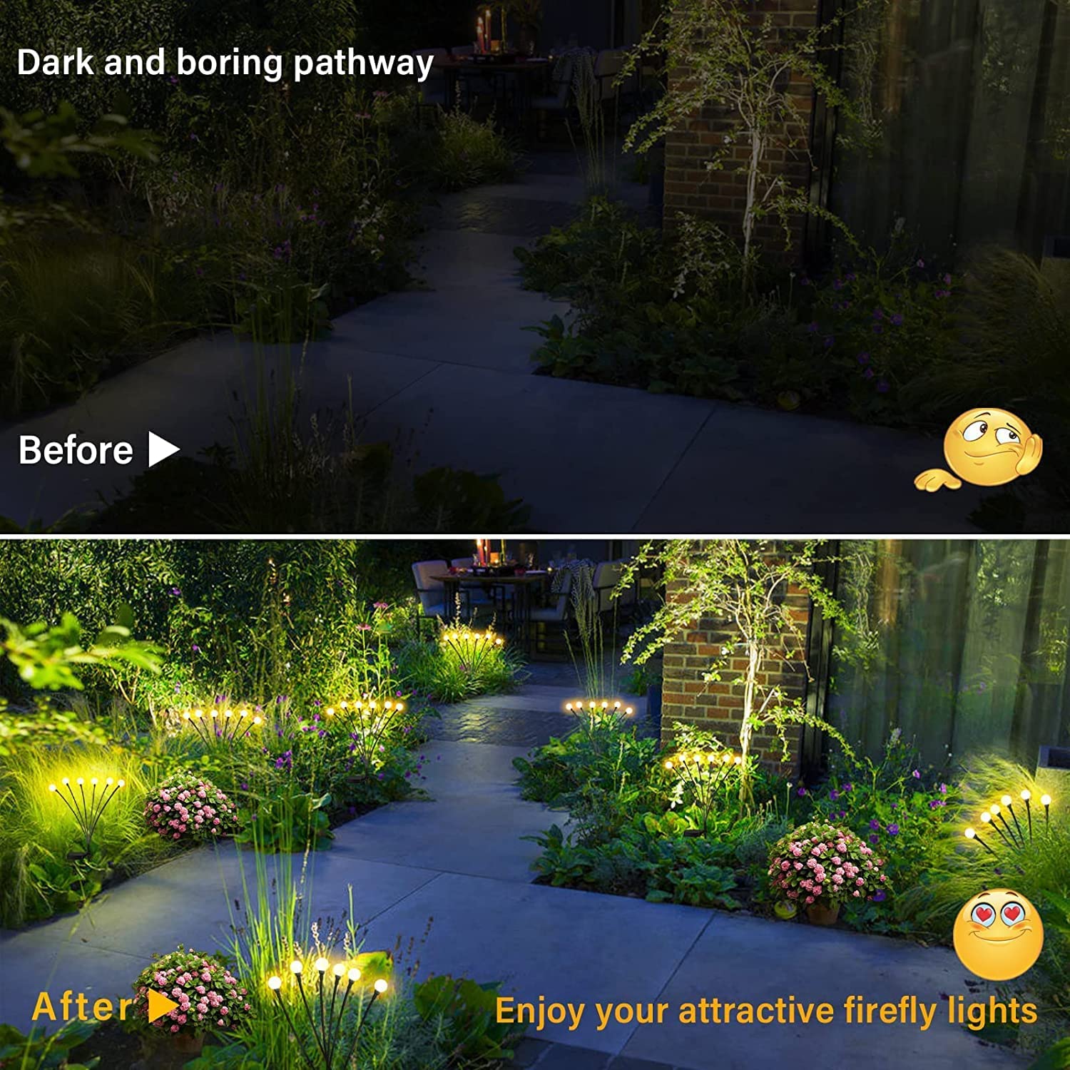 Solar Firefly Outdoor Waterproof Lights 2 x 8 LED Solar Powered Firefly Starburst Swaying Light Decorative Garden Stake Lights for Path Walkway Yard - Image 6