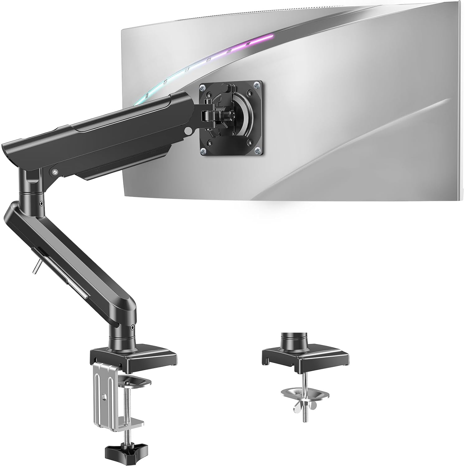 Portronics POR 3420 Aerolift Solo Single Monitor Mount for 32 27 24 22 inch Screen, Monitor Arm Holds 4.4-22 lbs, Monitor Desk Mount, Gaming And Home Office Use Black - Image 1
